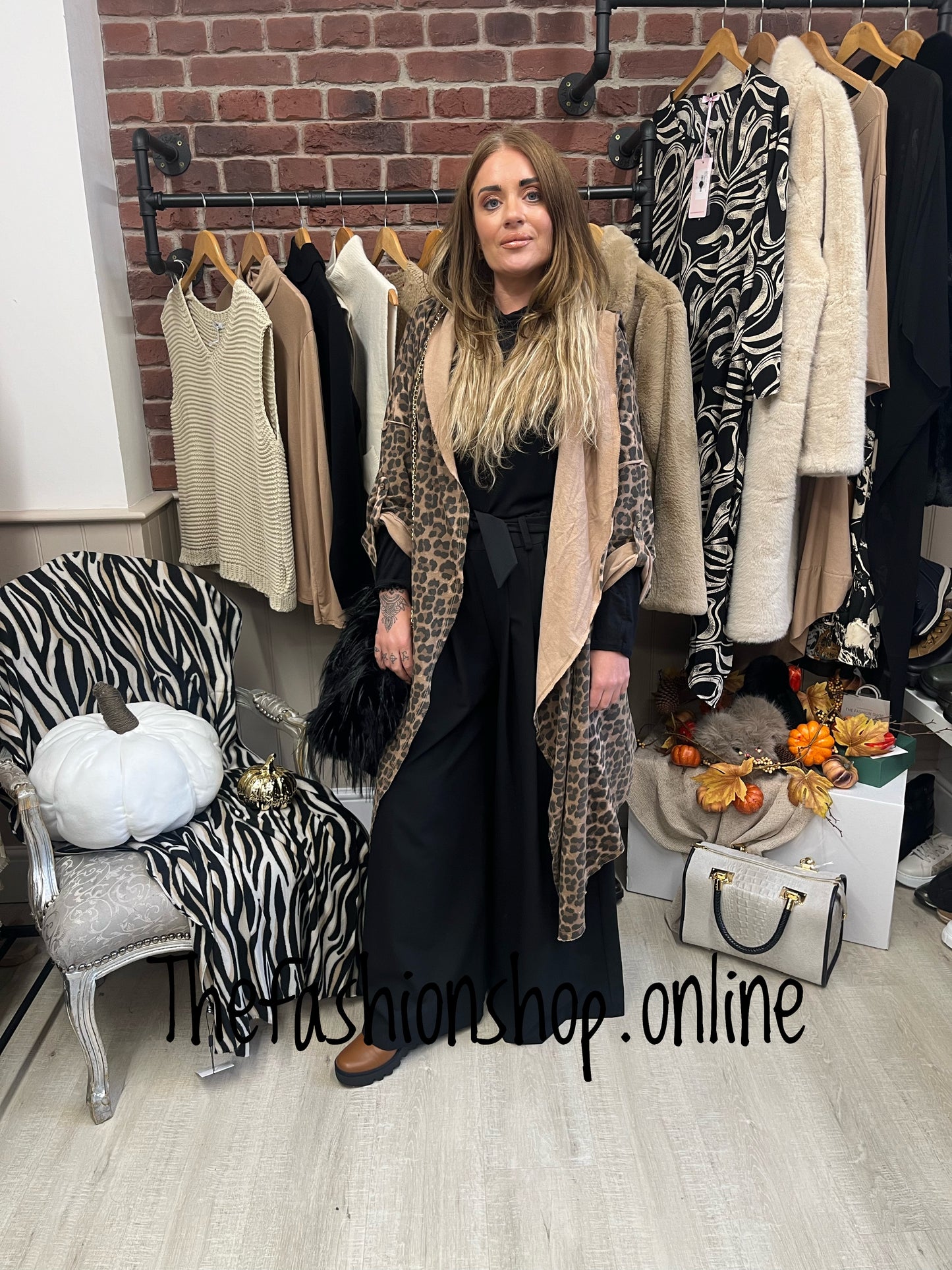 Longline leopard print hooded jacket 8-22