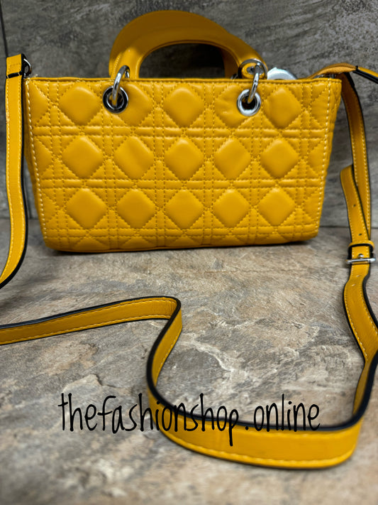 Mustard quilted oblong bag