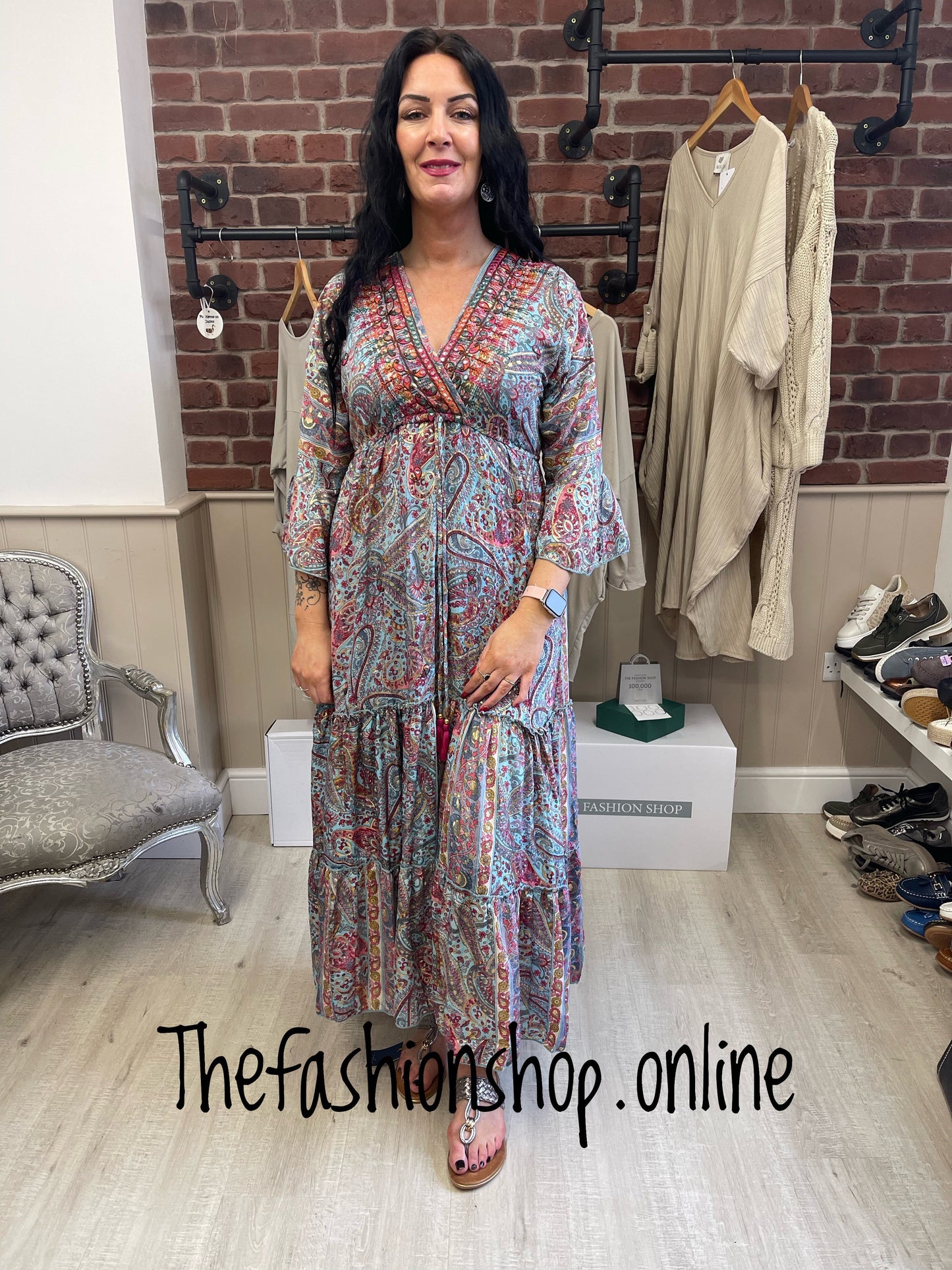 Silk mix paisley boho dress in 4 colours 8-16