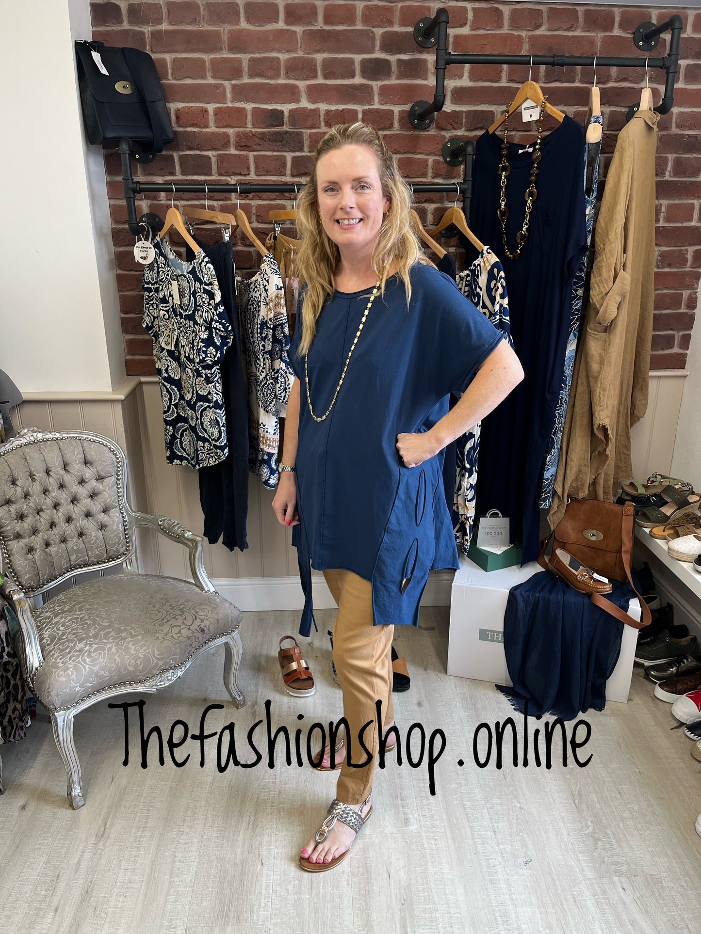 Sarah Tempest navy holey panel top 12-18