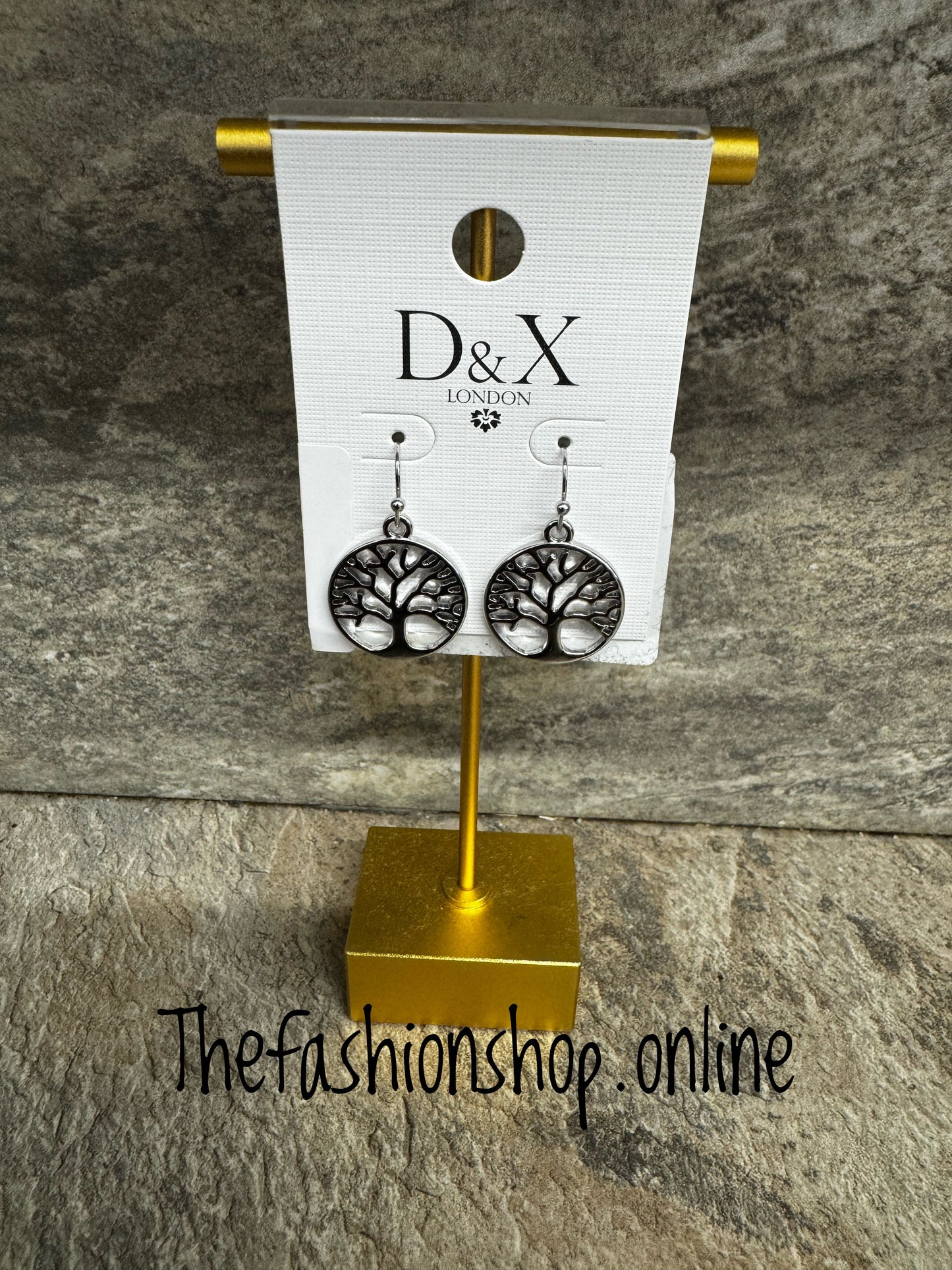 D&X Silver plated eternal tree of life drop earrings