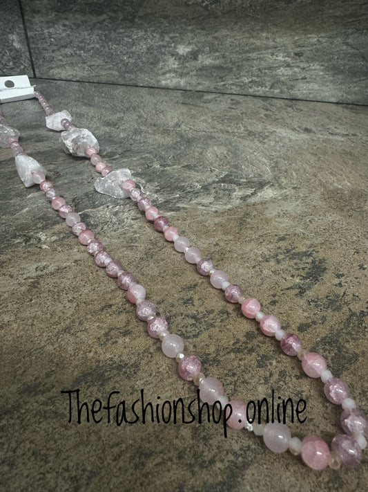 Pink crystal beaded necklace