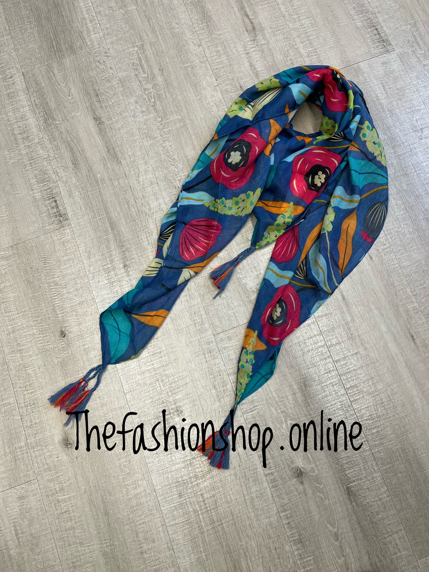 Colourful exotic floral scarf