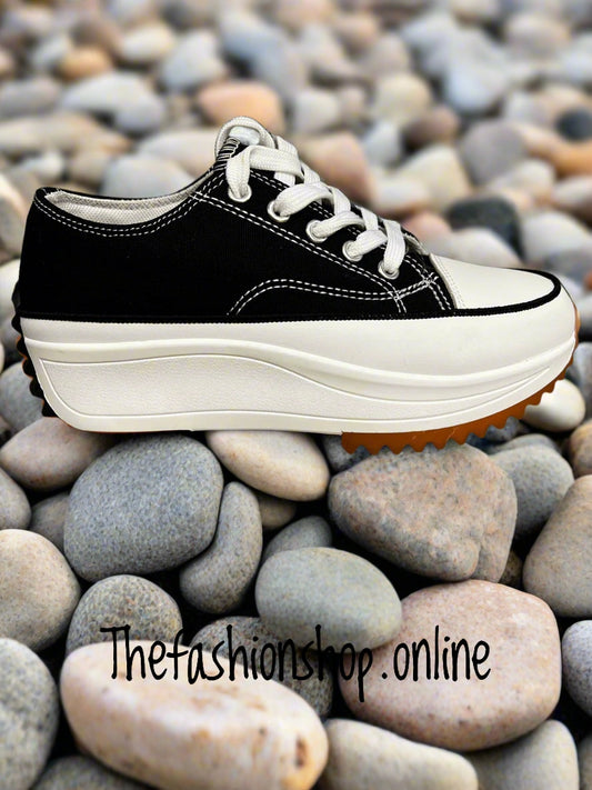 Black Chunky lace up trainer sizes 3-8 (36-41)