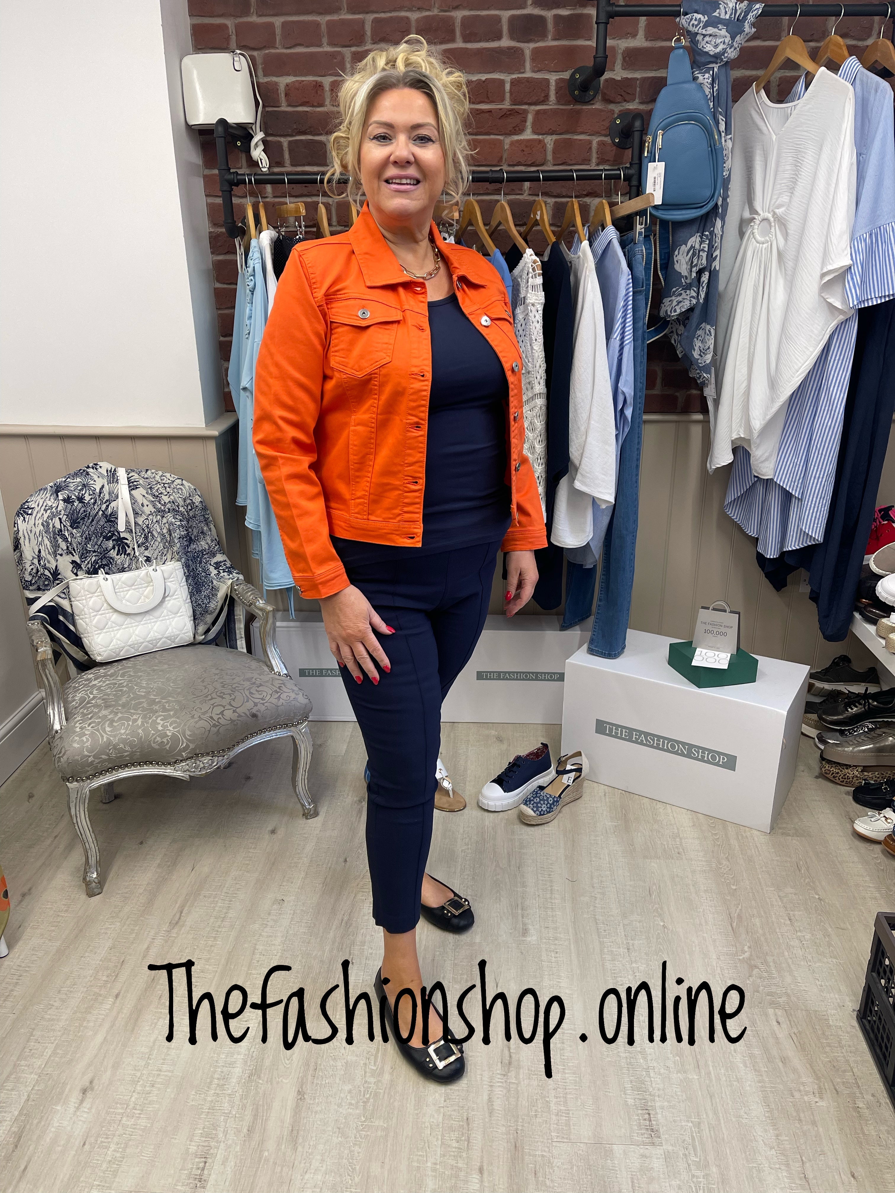 Orange denim style cotton jacket sizes 8 18 The Fashion Shop