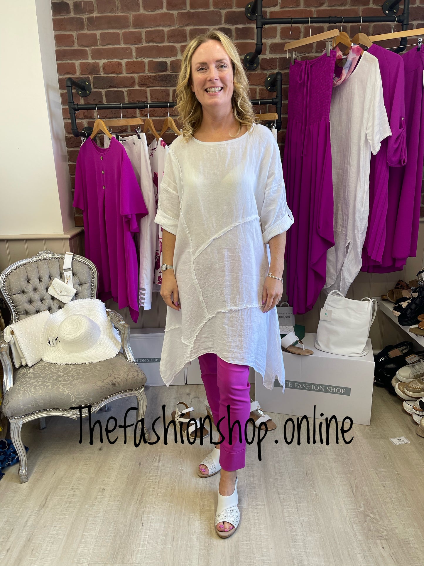 White patchwork linen tunic 10-14