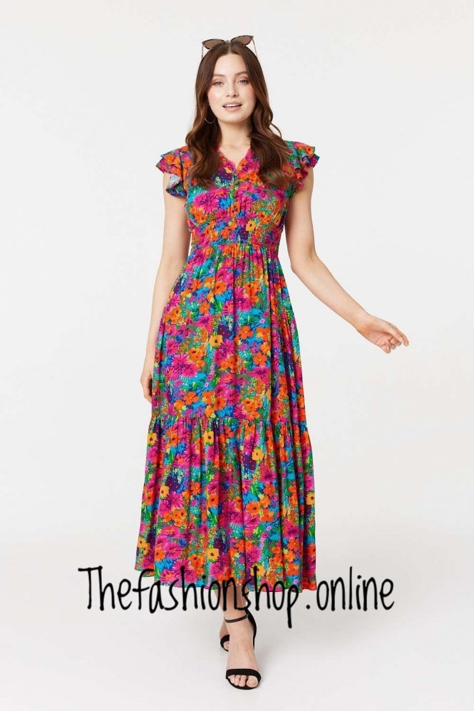 Stella Morgan floral print tiered maxi dress in sizes 8,10,12,14,16