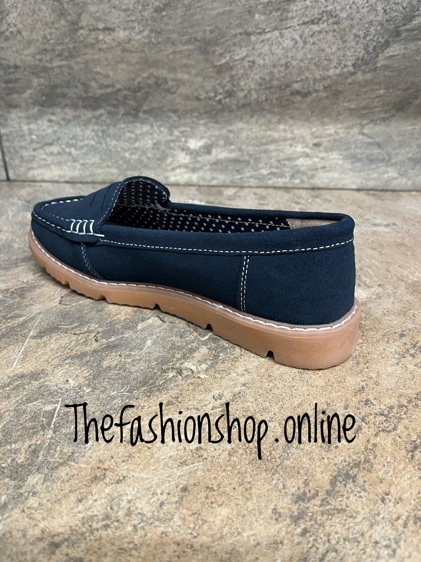 Jo & Joe navy Shore suede loafer sizes 4-8 (37-41)