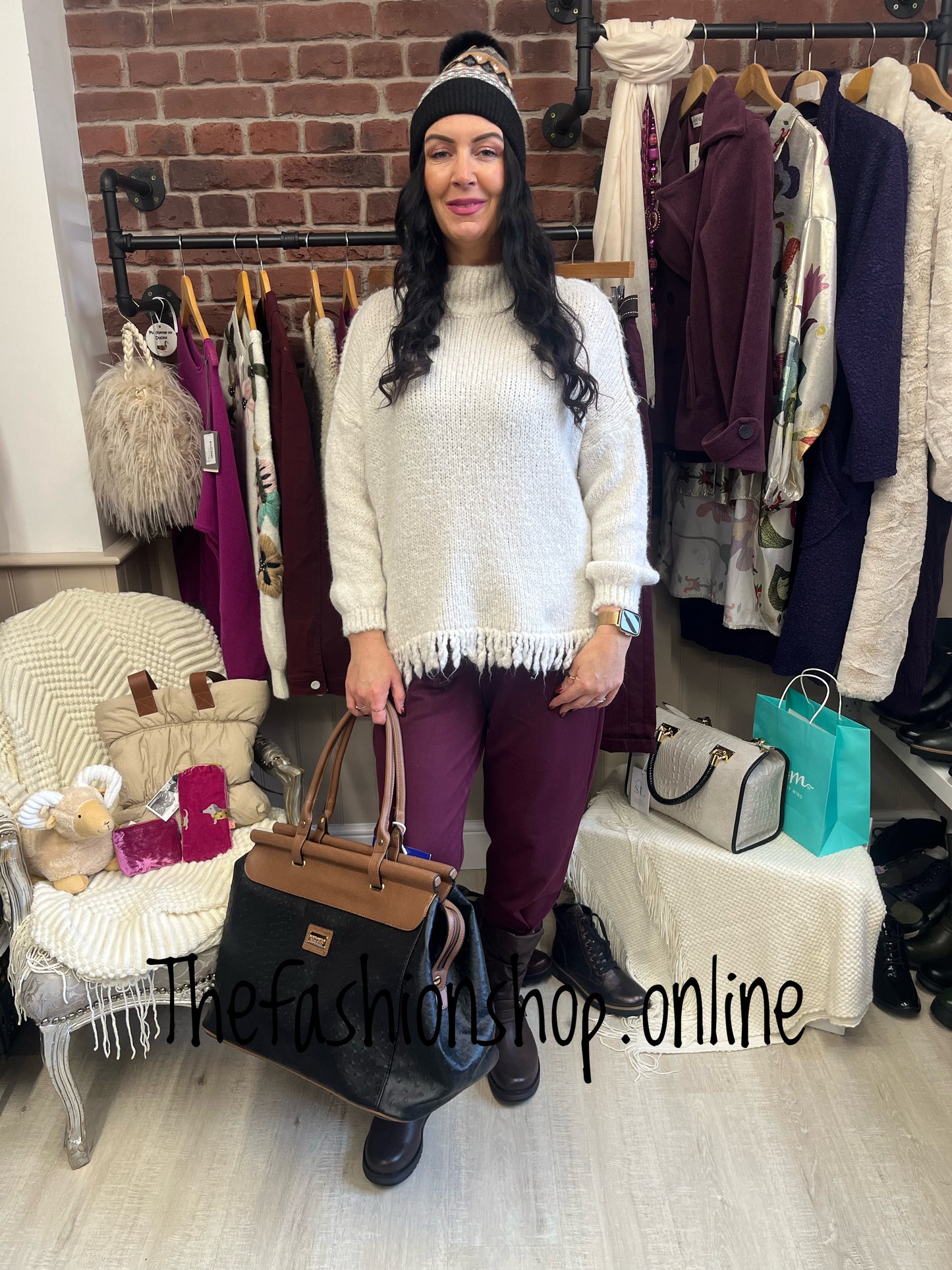 Cream turtle neck tassel wool mix jumper 10-18