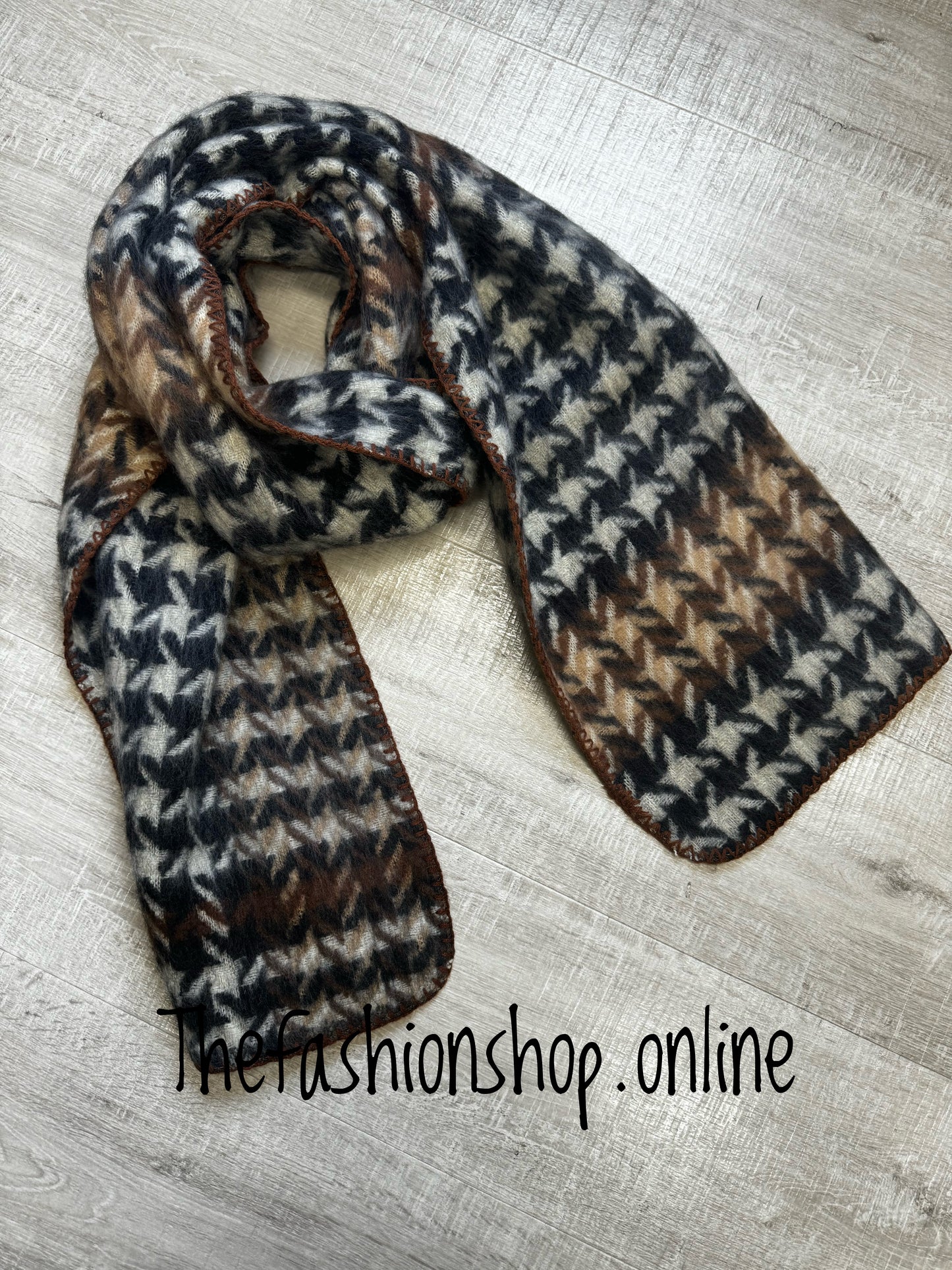 Red Cuckoo black and browns dogtooth scarf