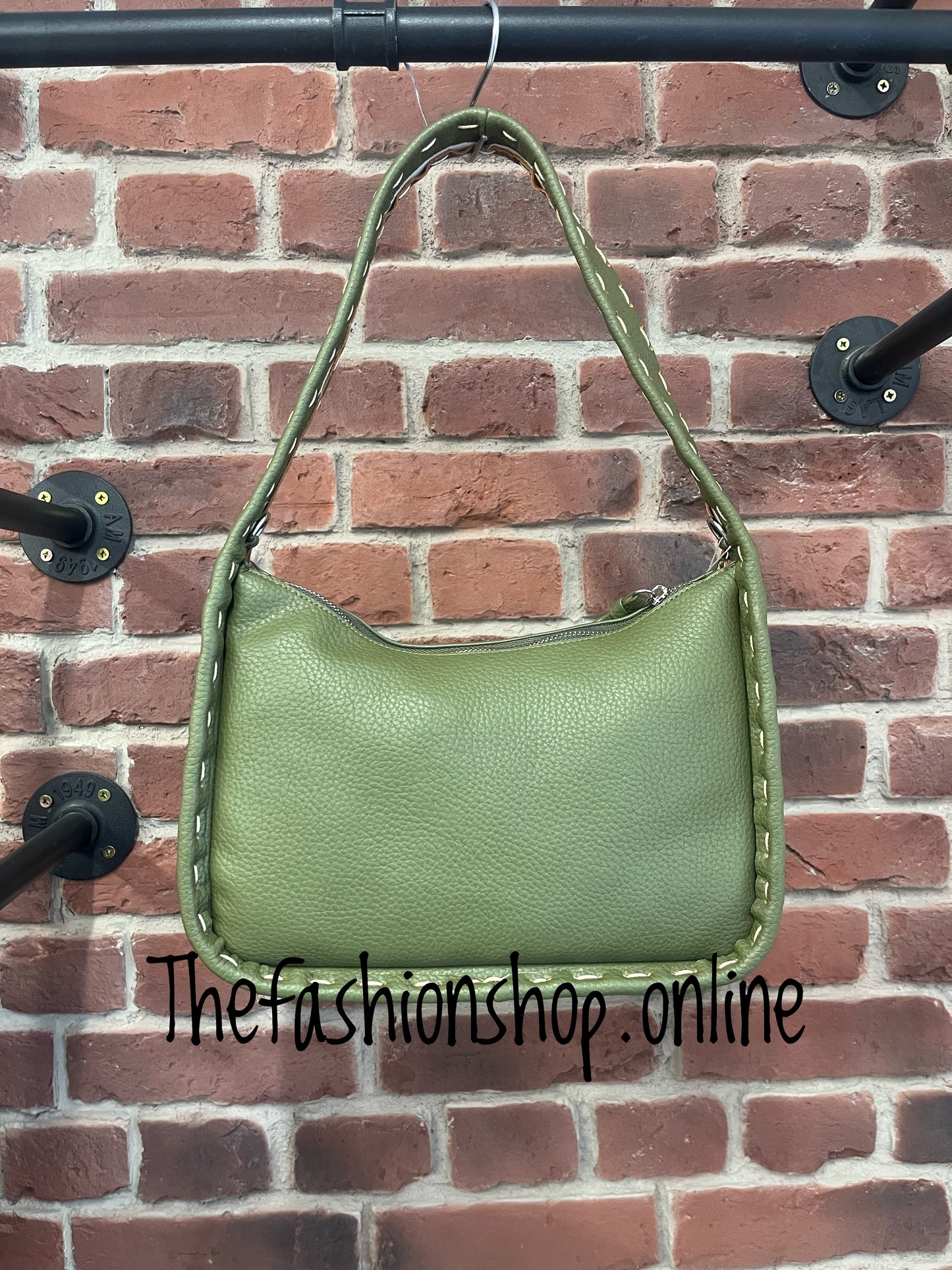 Medium khaki bag with stitch detail