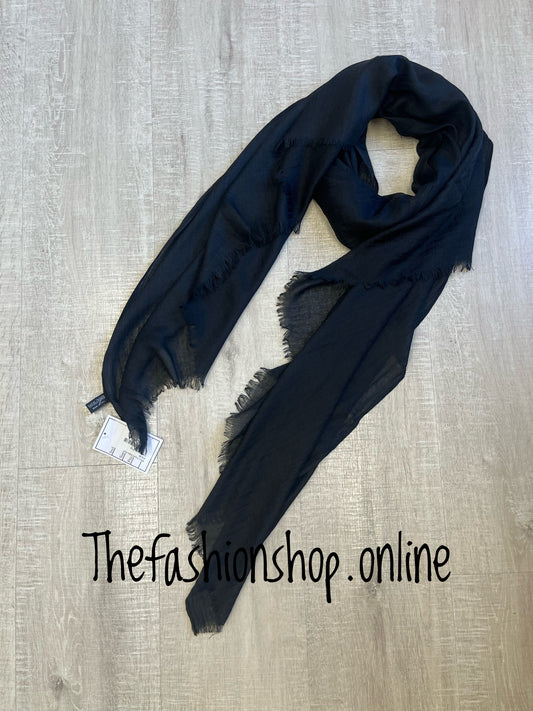 Black frayed edge scarf