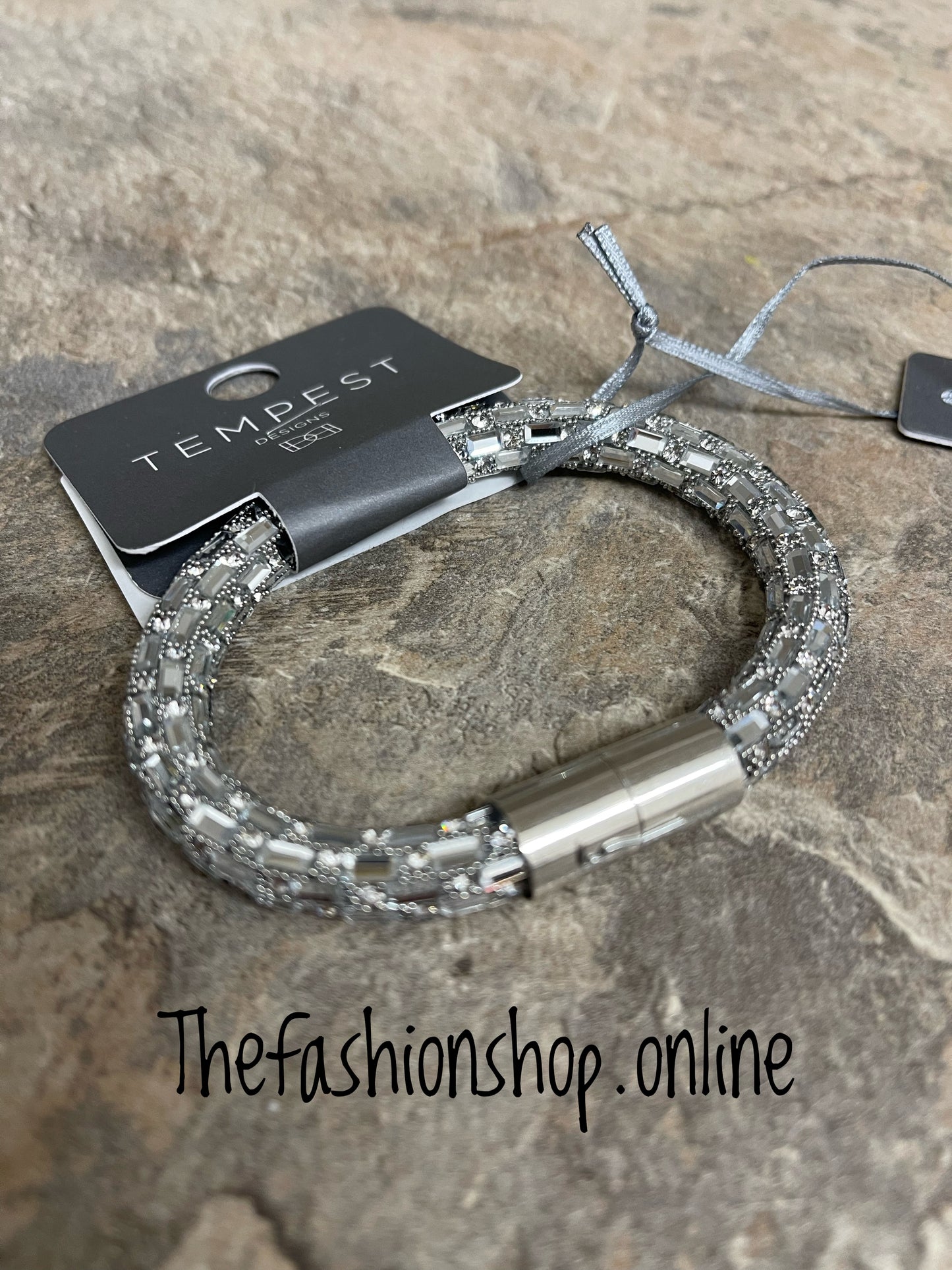 Sarah Tempest silver baguette bracelet with magnetic clasp