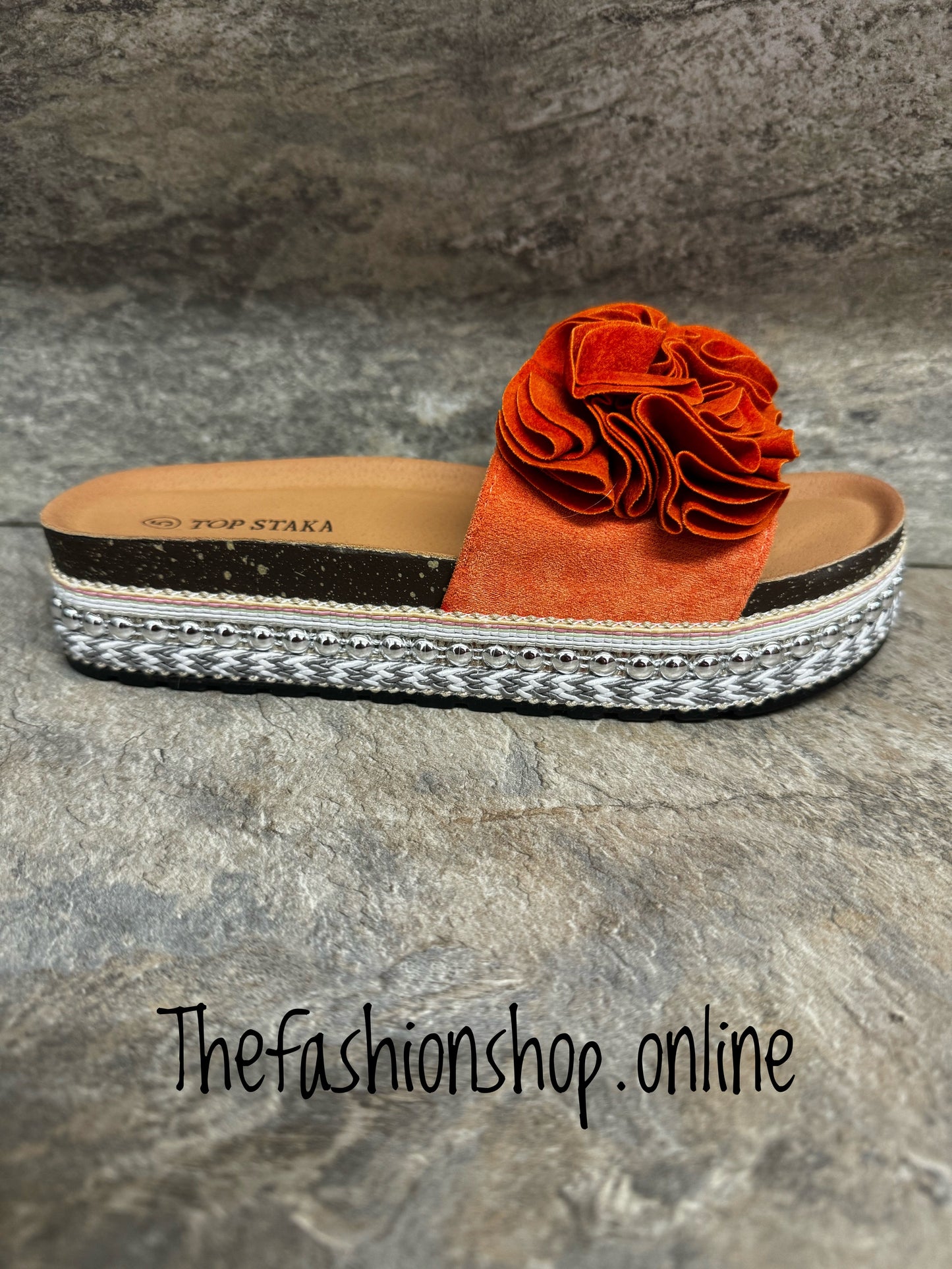 Orange flower platform slider sizes 3-8