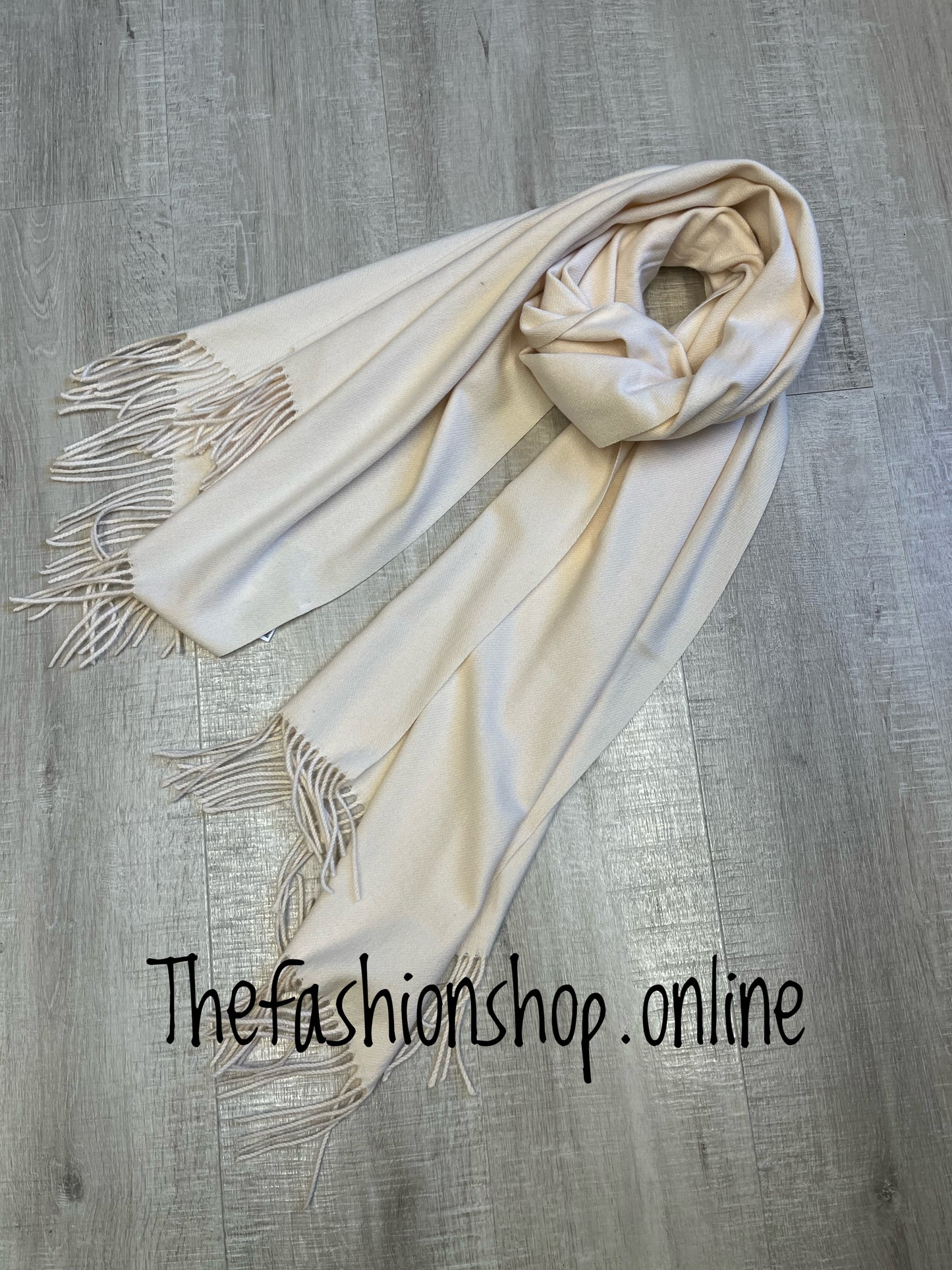 Cream soft tassel scarf