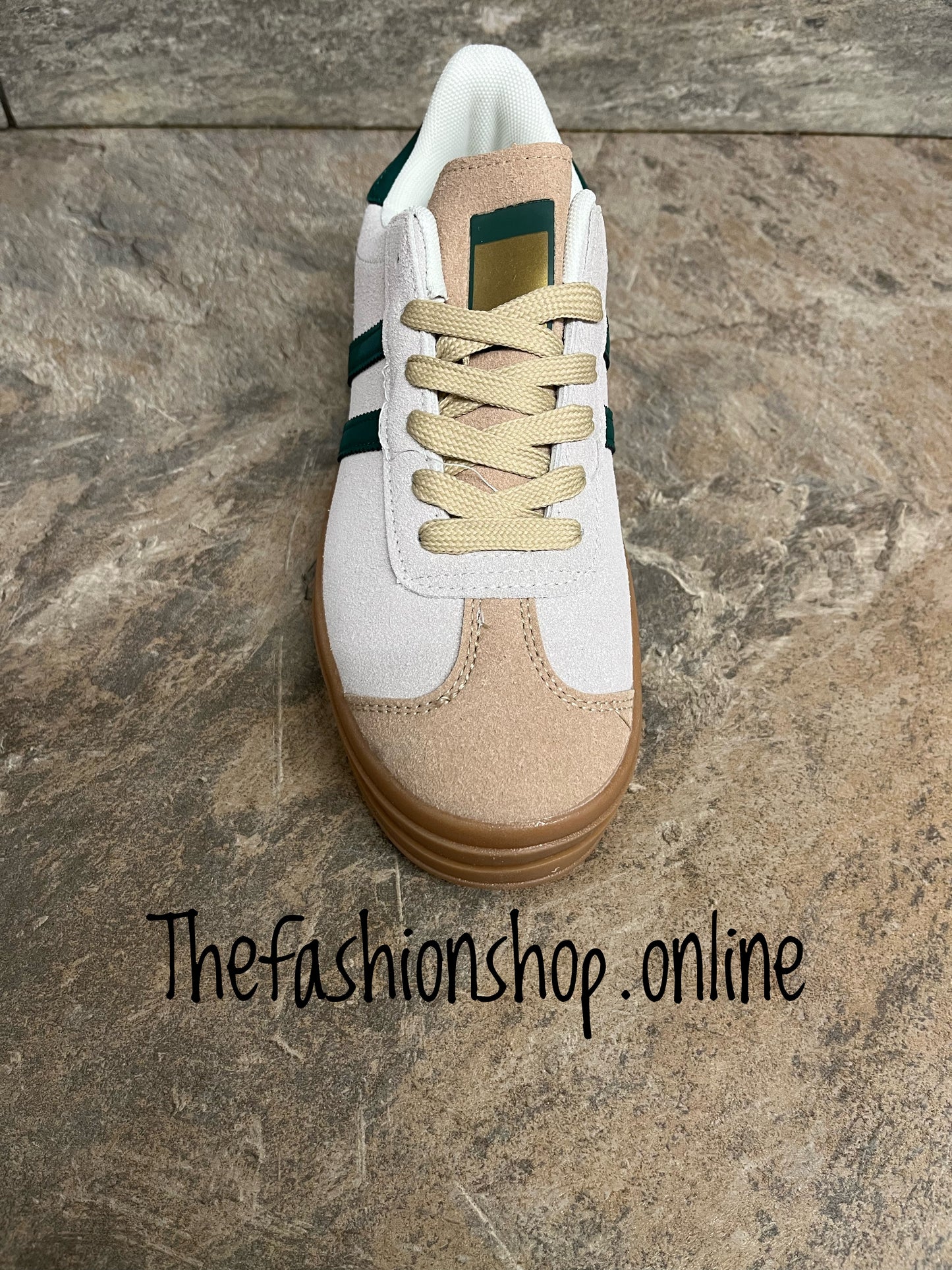 Dolly beige and green platform trainers sizes 3-8 (EU 36-41)