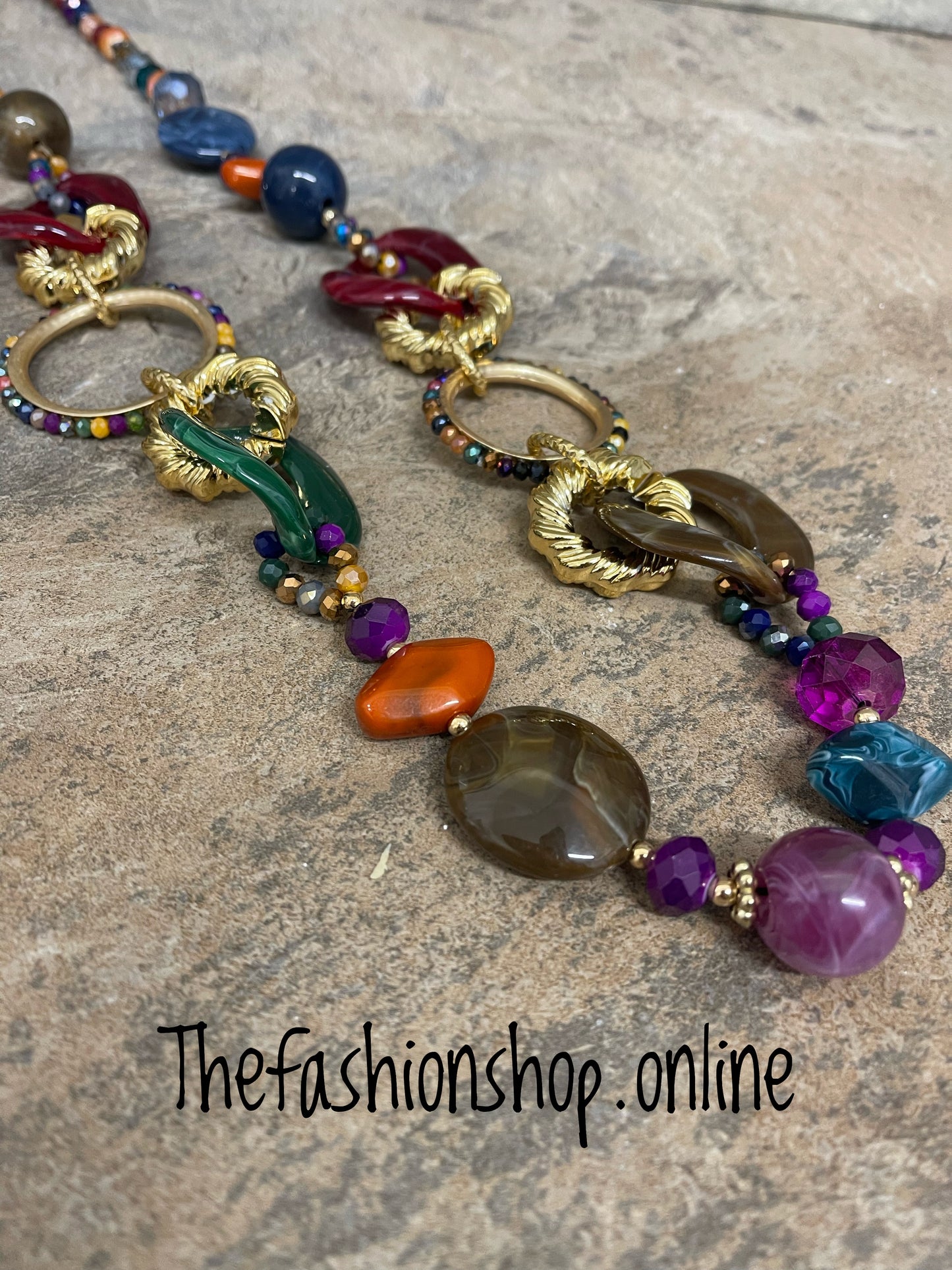 Gold and multicoloured chunky necklace