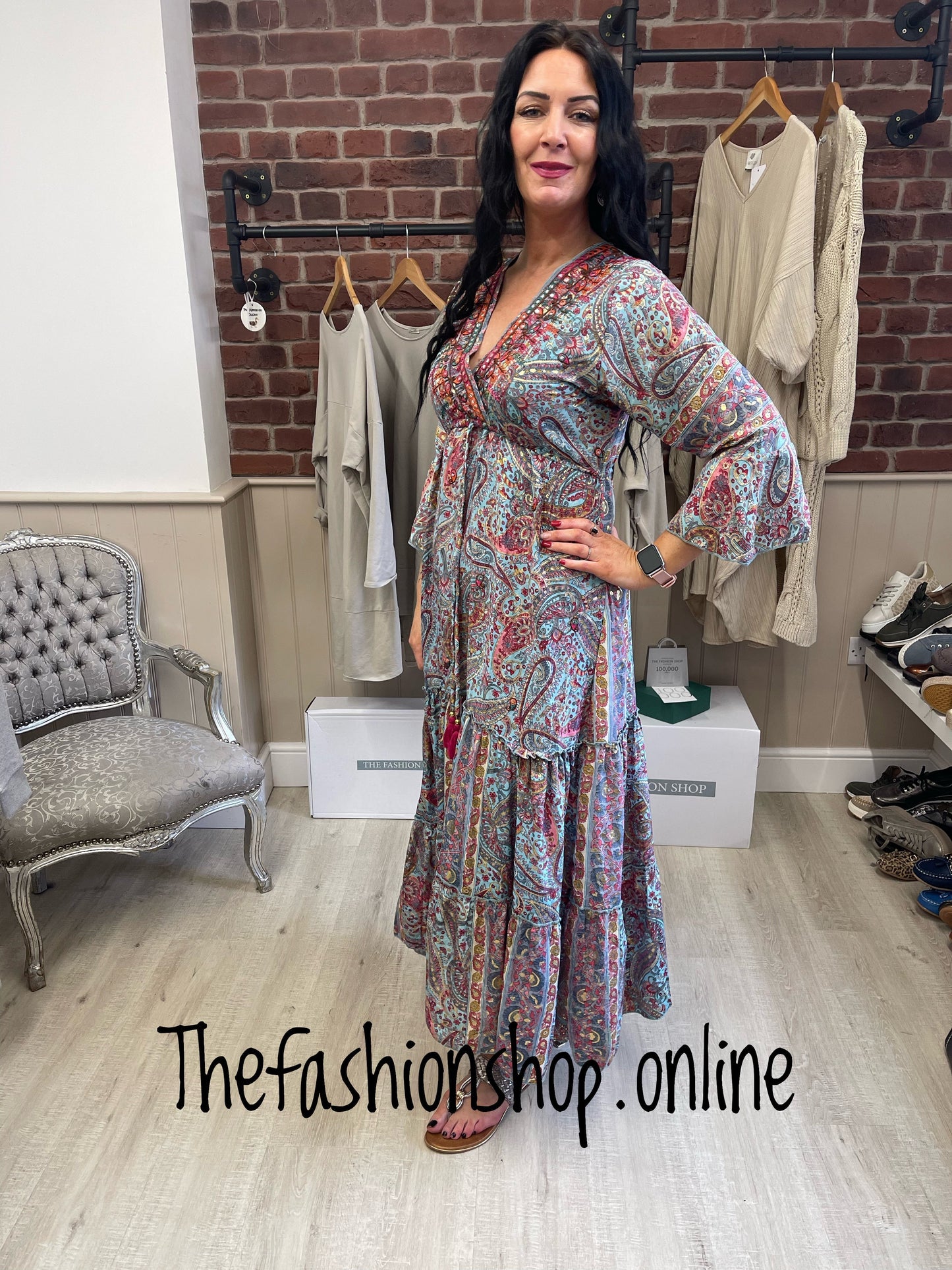 Silk mix paisley boho dress in 4 colours 8-16