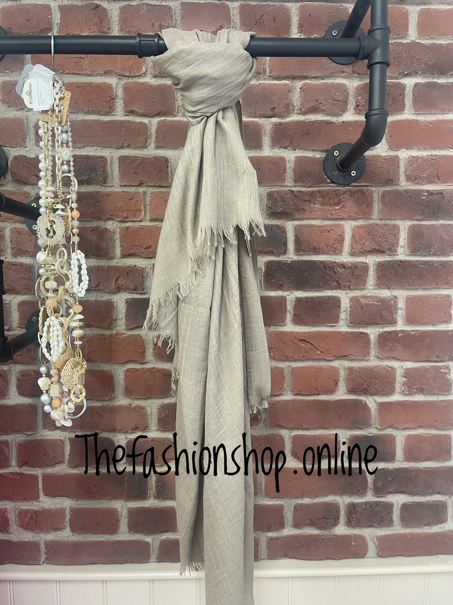 Mocha frayed edge scarf