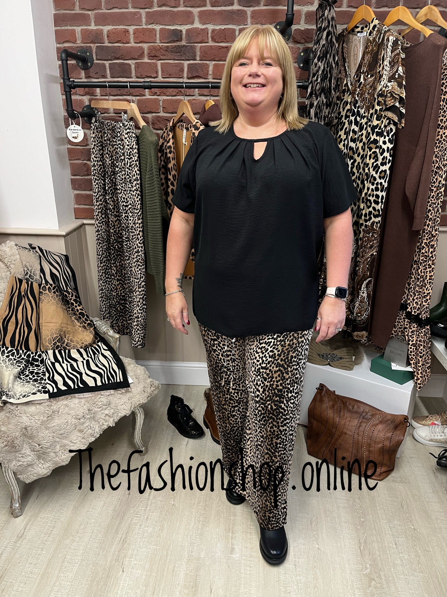 Saloos leopard print wide leg trousers sizes  12-22