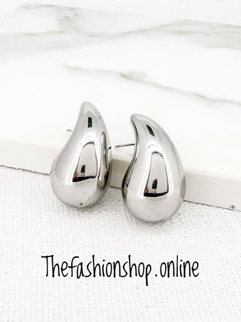 Envy large silver teardrop earrings