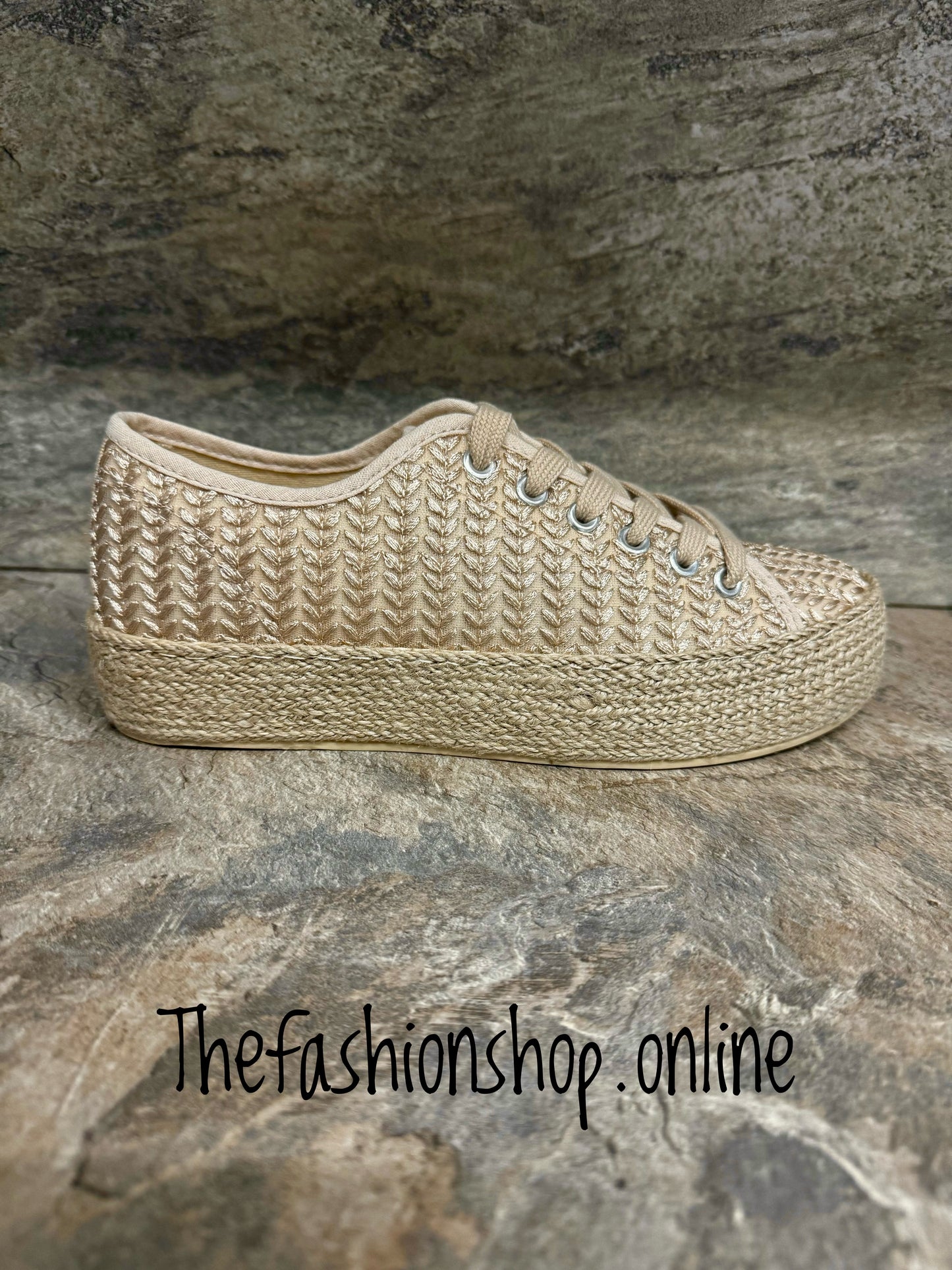 Sand cornrow platform espadrille sizes 3-8