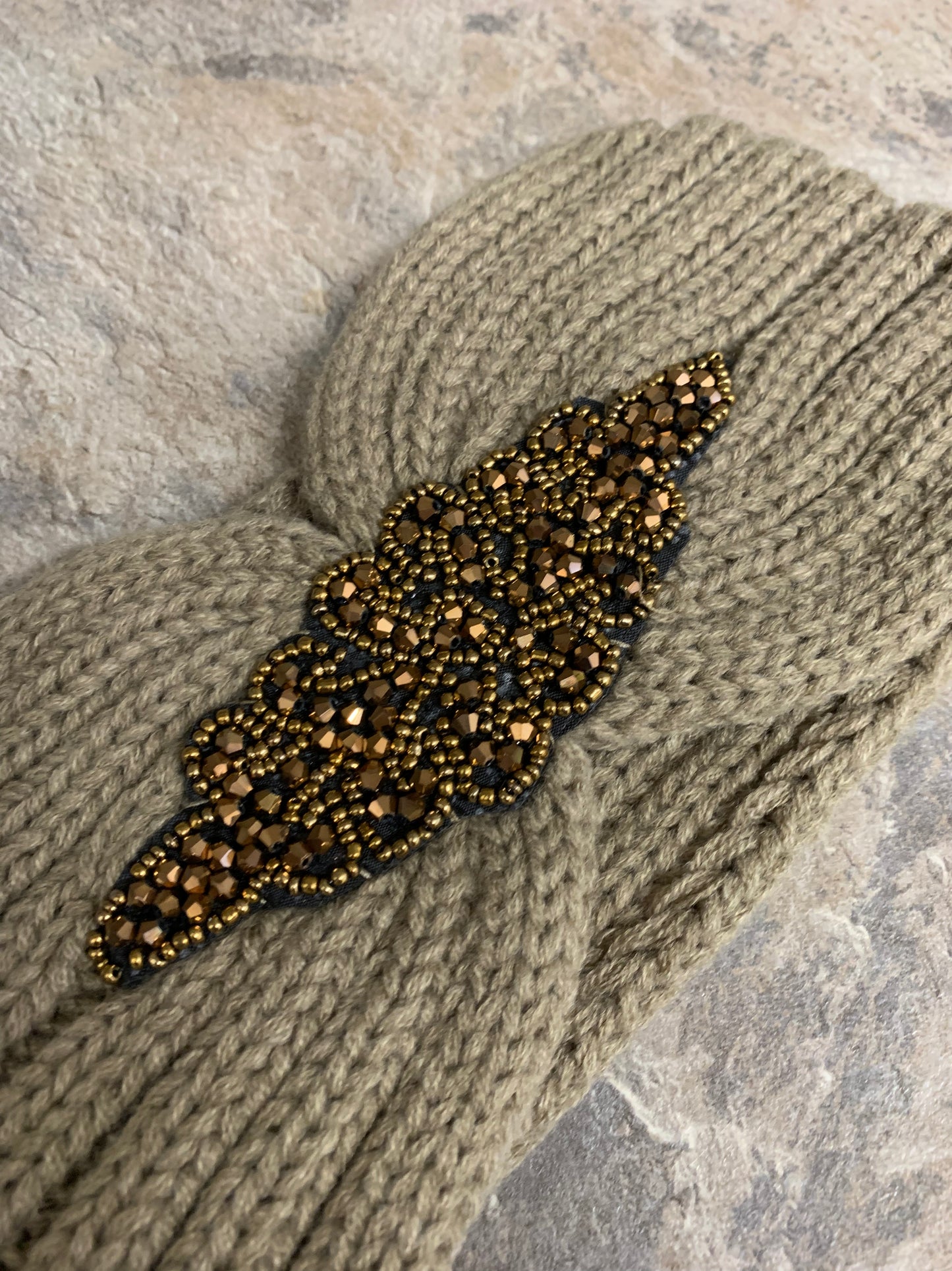 Mocha gold sequin knitted headband