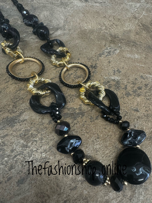 Black and gold chunky necklace