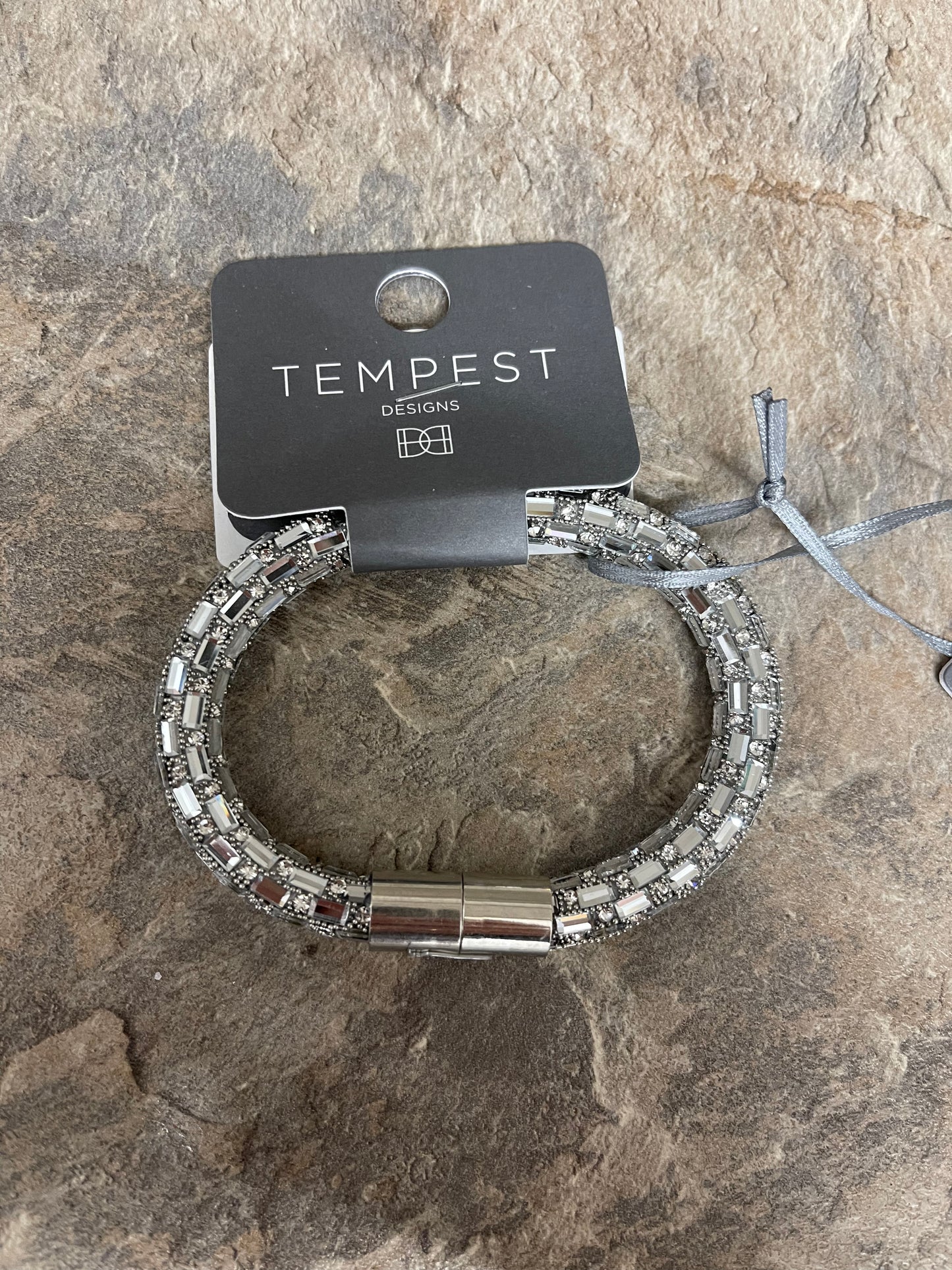 Sarah Tempest silver baguette bracelet with magnetic clasp