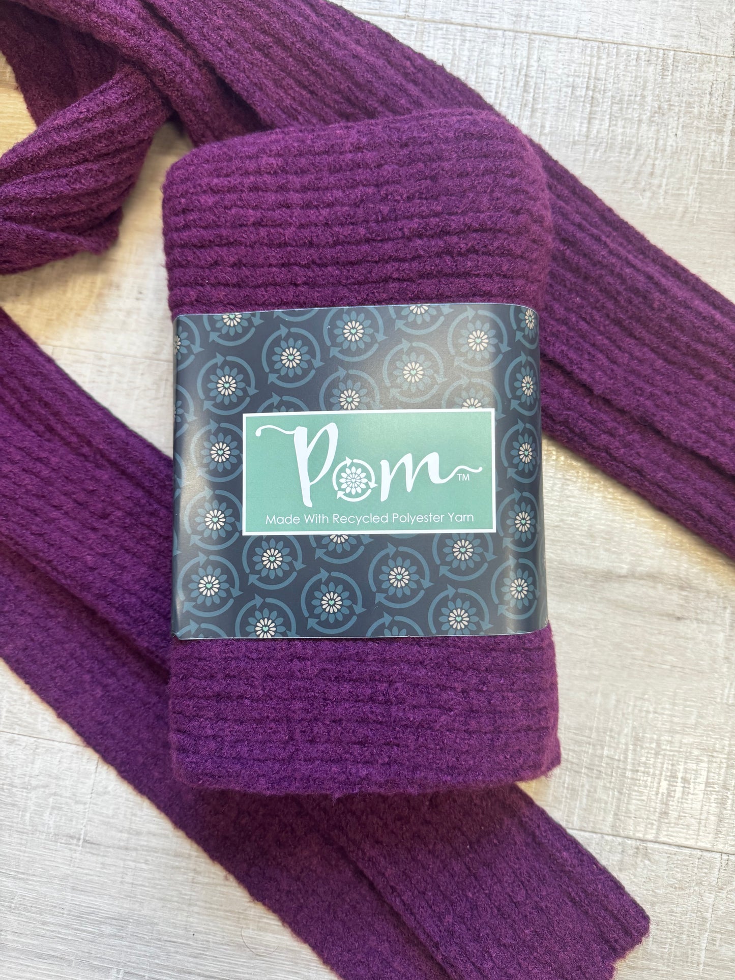 Pom berry yarn knitted scarf