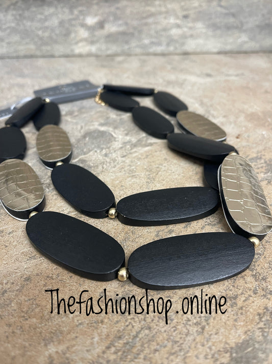 Sarah Tempest gold and black chunky statement necklace