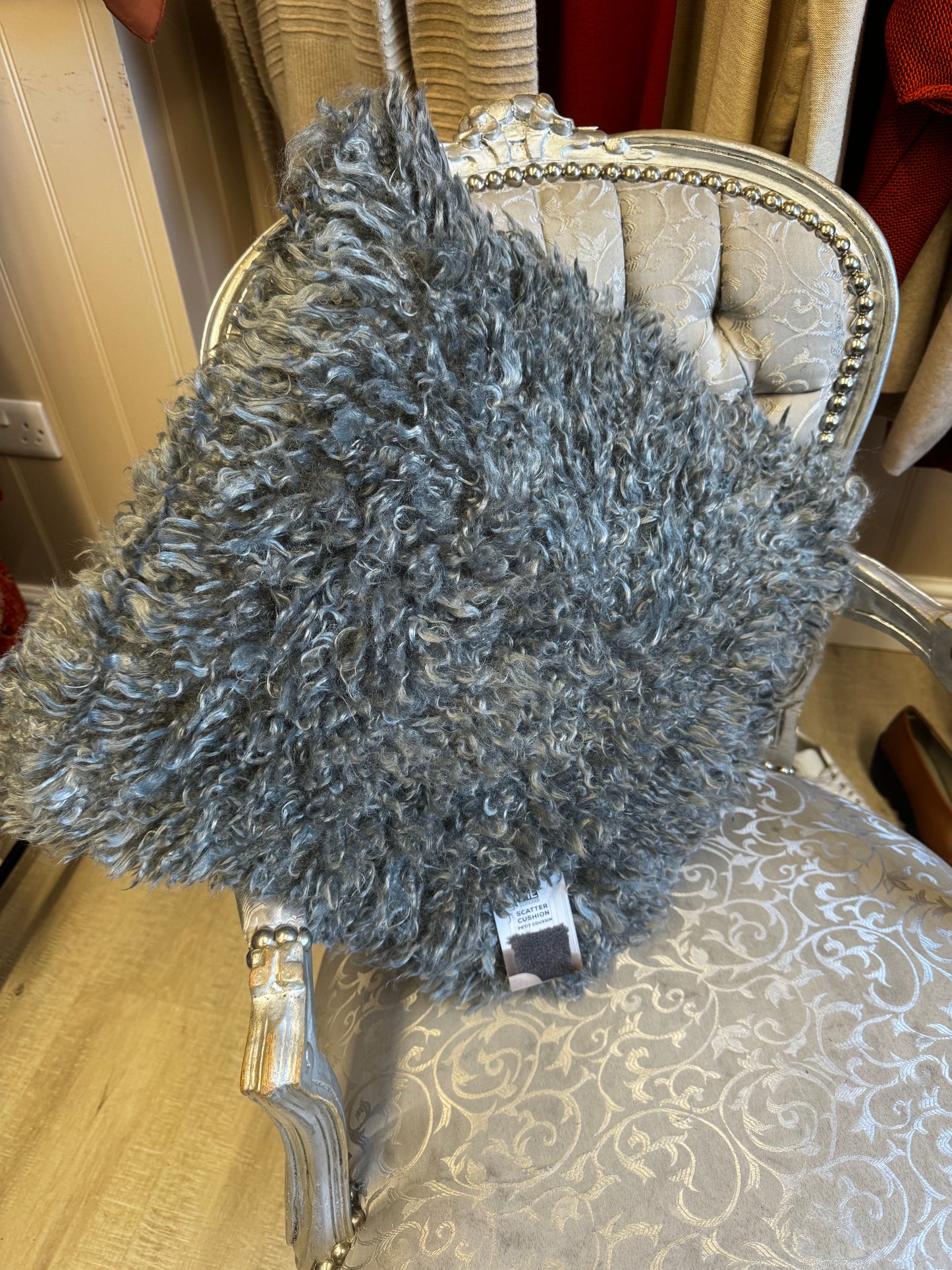 Grey Faux Sheepskin Scatter Cushion 18x18