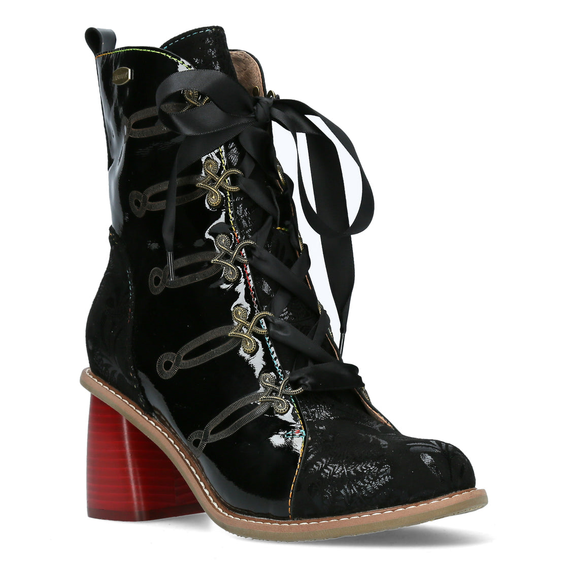 Laura Vita Evcao black leather heeled lace up boot sizes 4-8