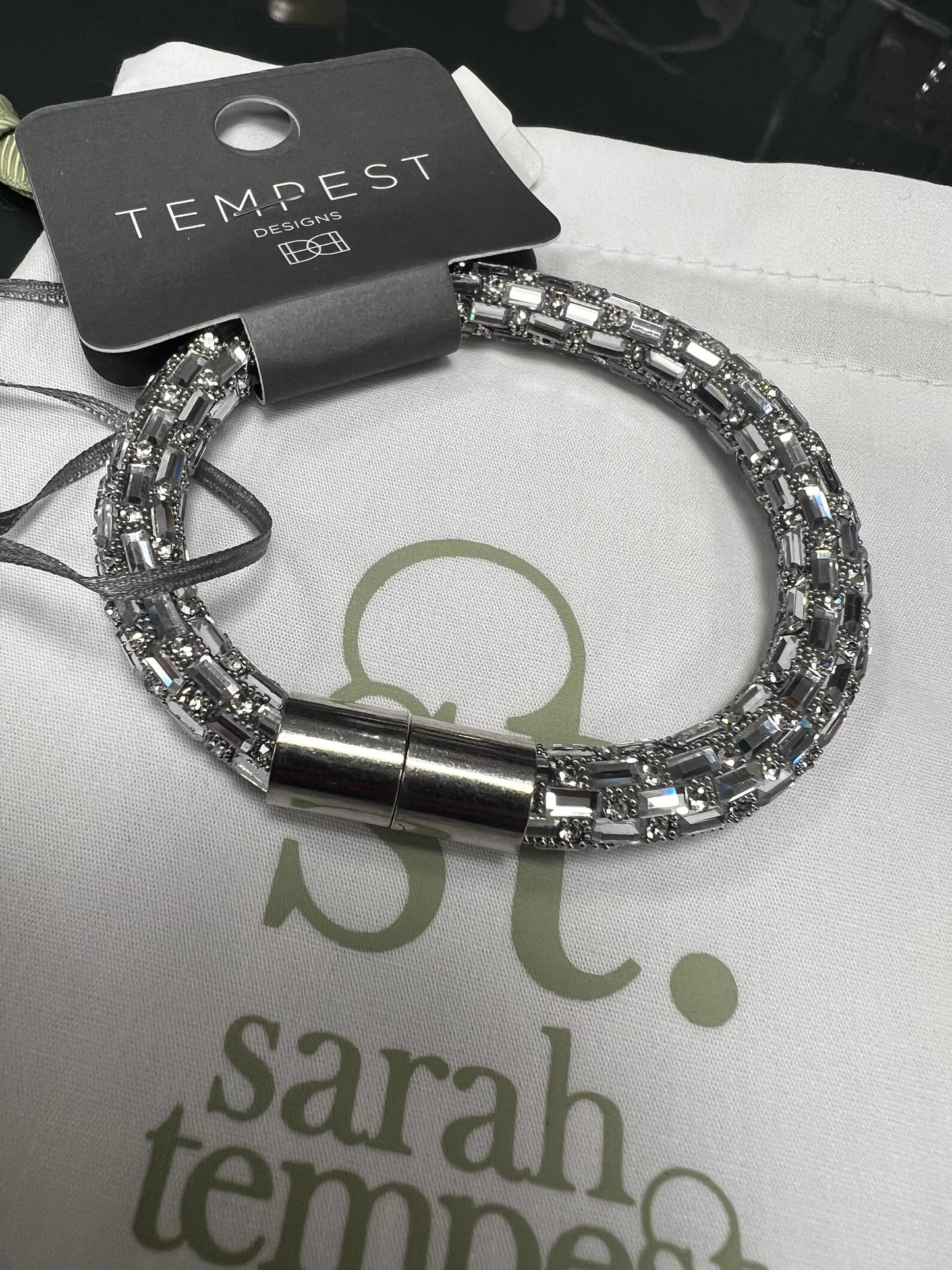 Sarah Tempest silver baguette bracelet with magnetic clasp