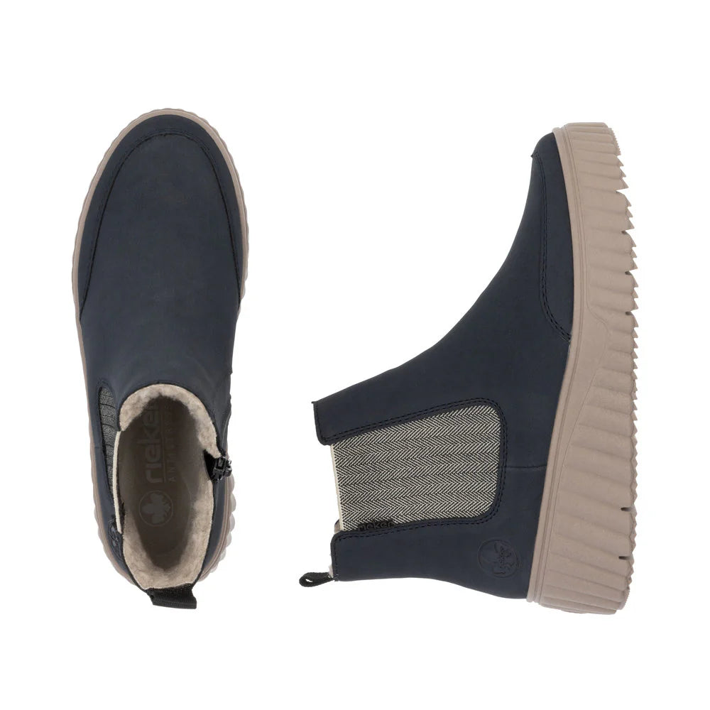 Rieker navy fleece lined Chelsea boots sizes 4-8