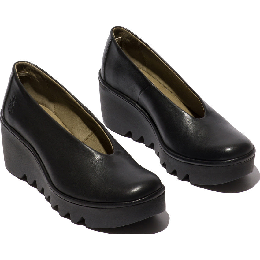 Fly of London Beso Dublin black leather wedge shoes sizes 4-8