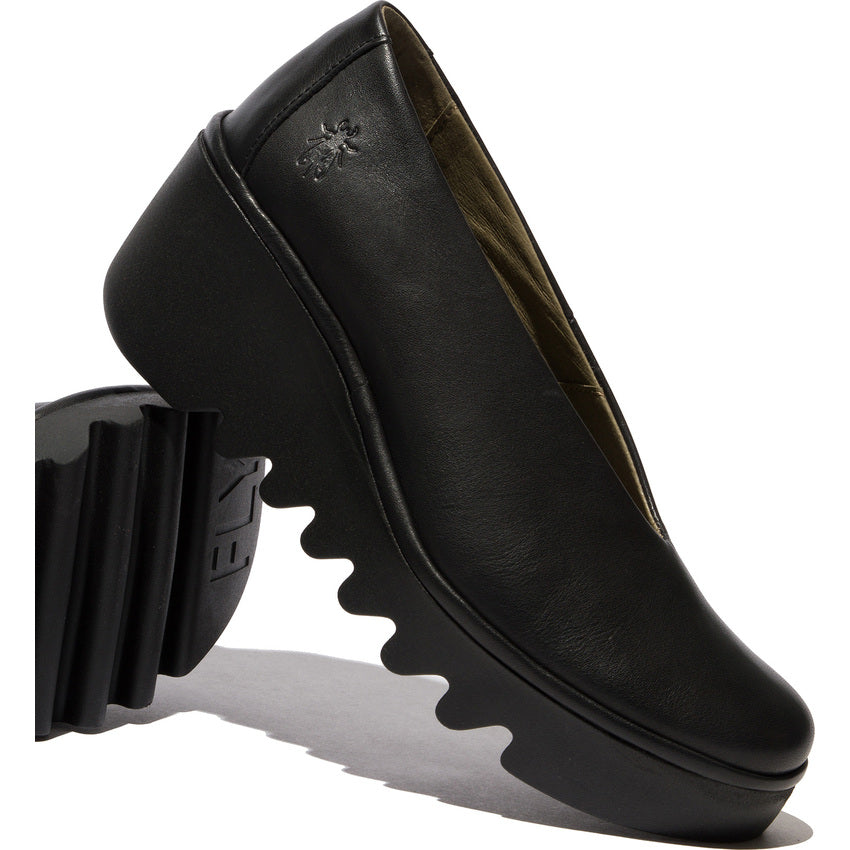 Fly of London Beso Dublin black leather wedge shoes sizes 4-8