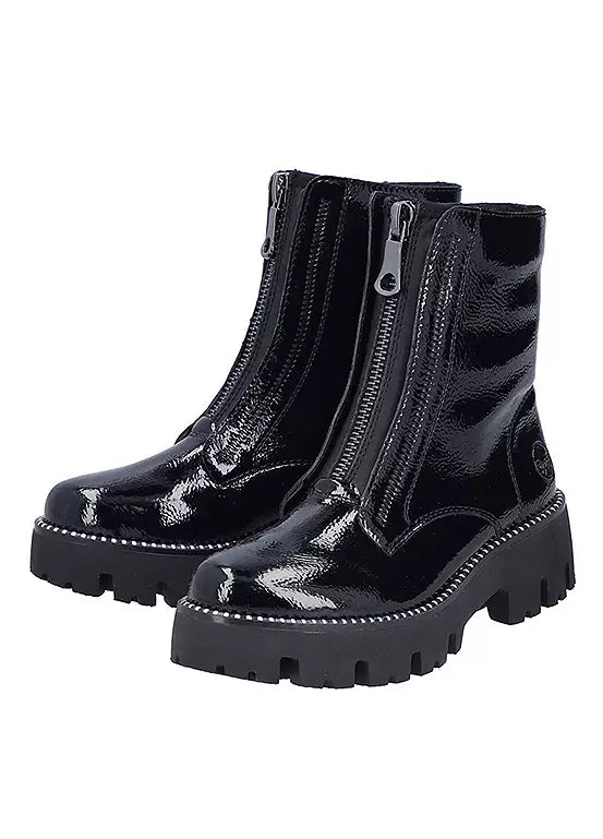 Rieker black patent fleece lined boot sizes 4-8