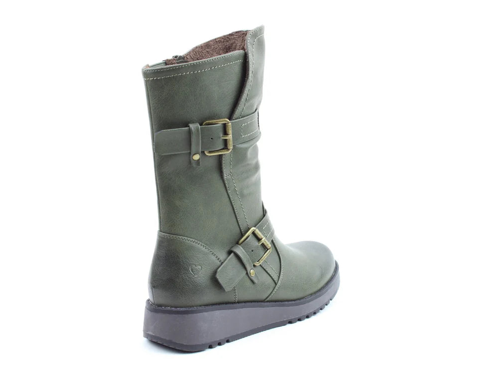 Heavenly Feet Hannah 4 khaki mid calf boot sizes 4-8