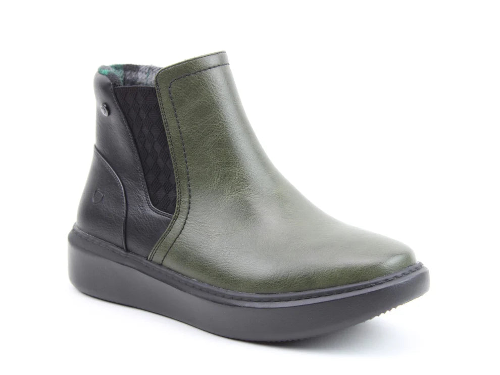 Heavenly Feet black/khaki Posie ankle boot sizes 4-8 (EU37-42)