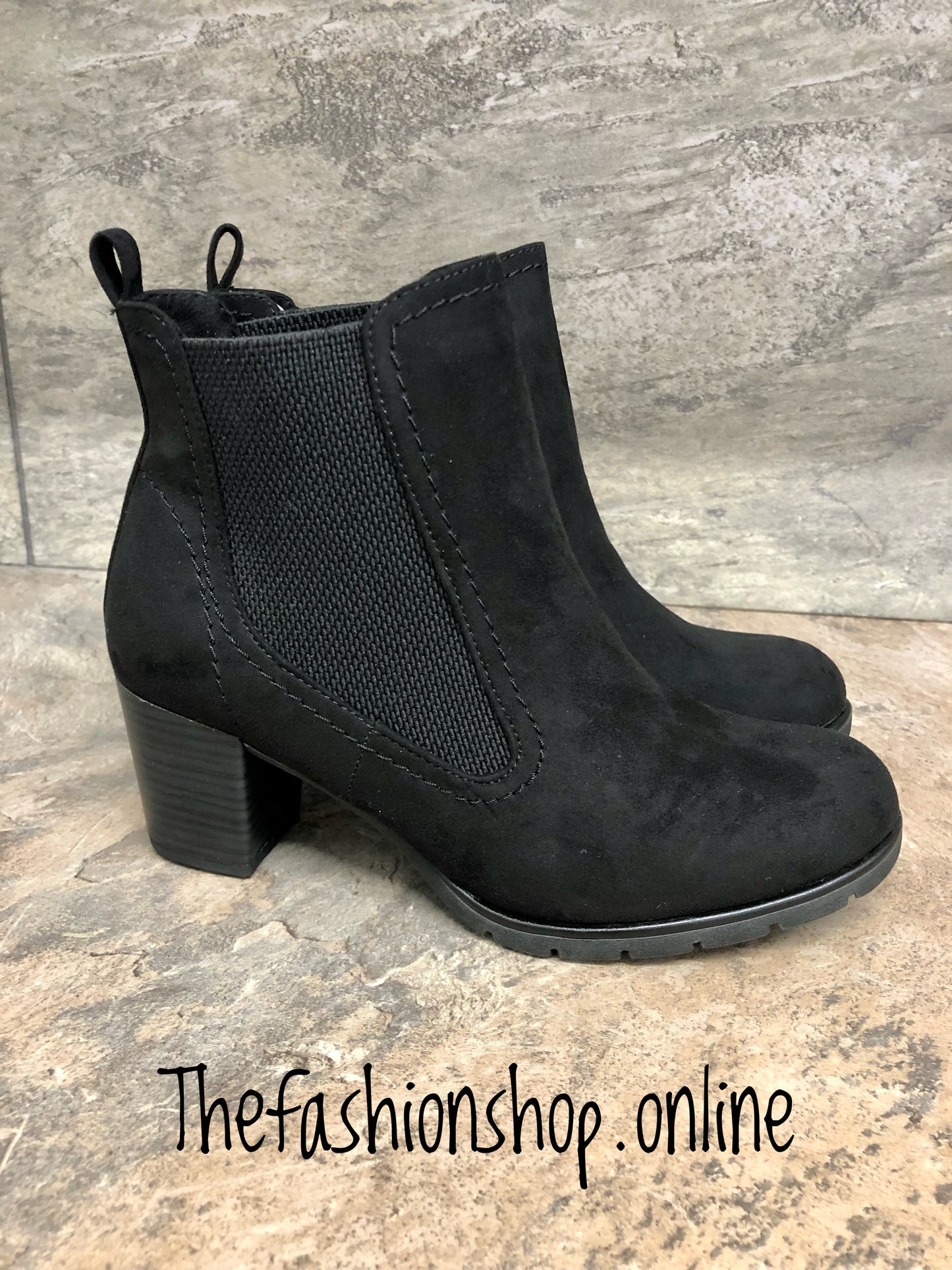 Marco Tozzi black heeled Chelsea ankle boot 4-9