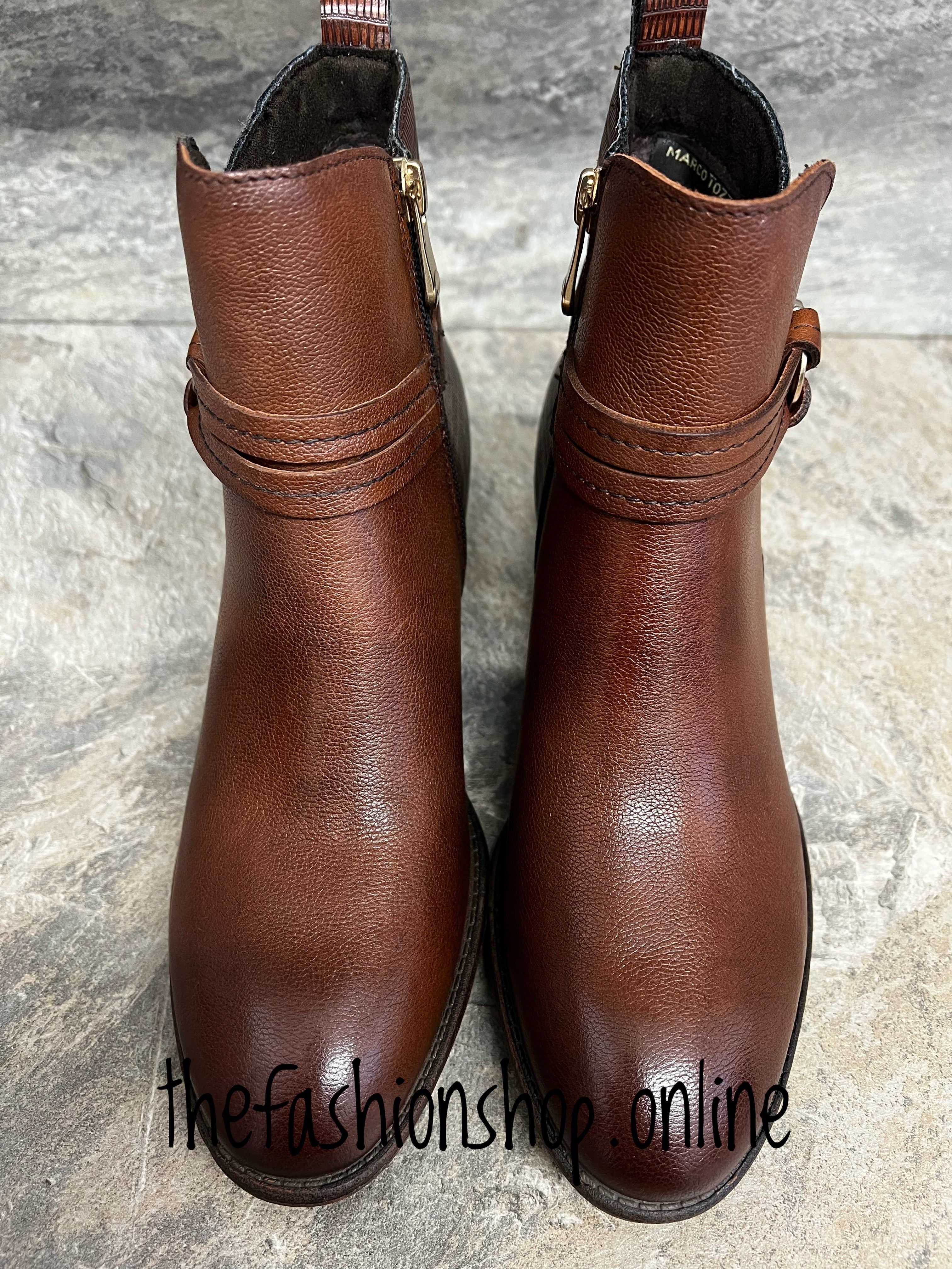 Marco tozzi ankle 2025 boots cognac