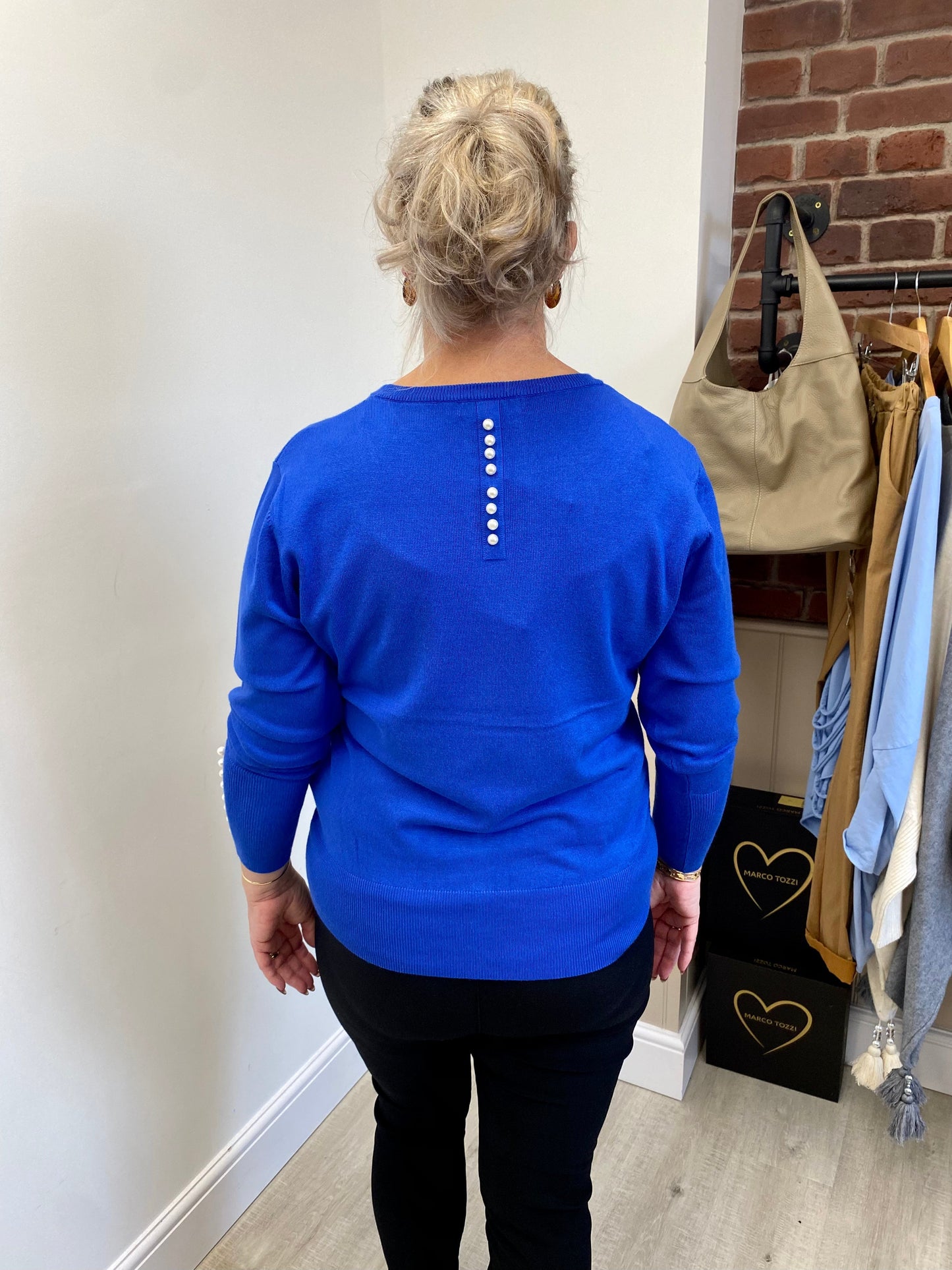 Royal blue pearl detail jumper sizes S-XL