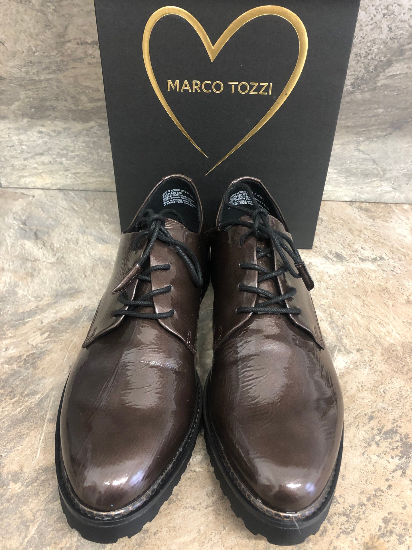 Marco Tozzi pepper patent lace up shoe 4-9