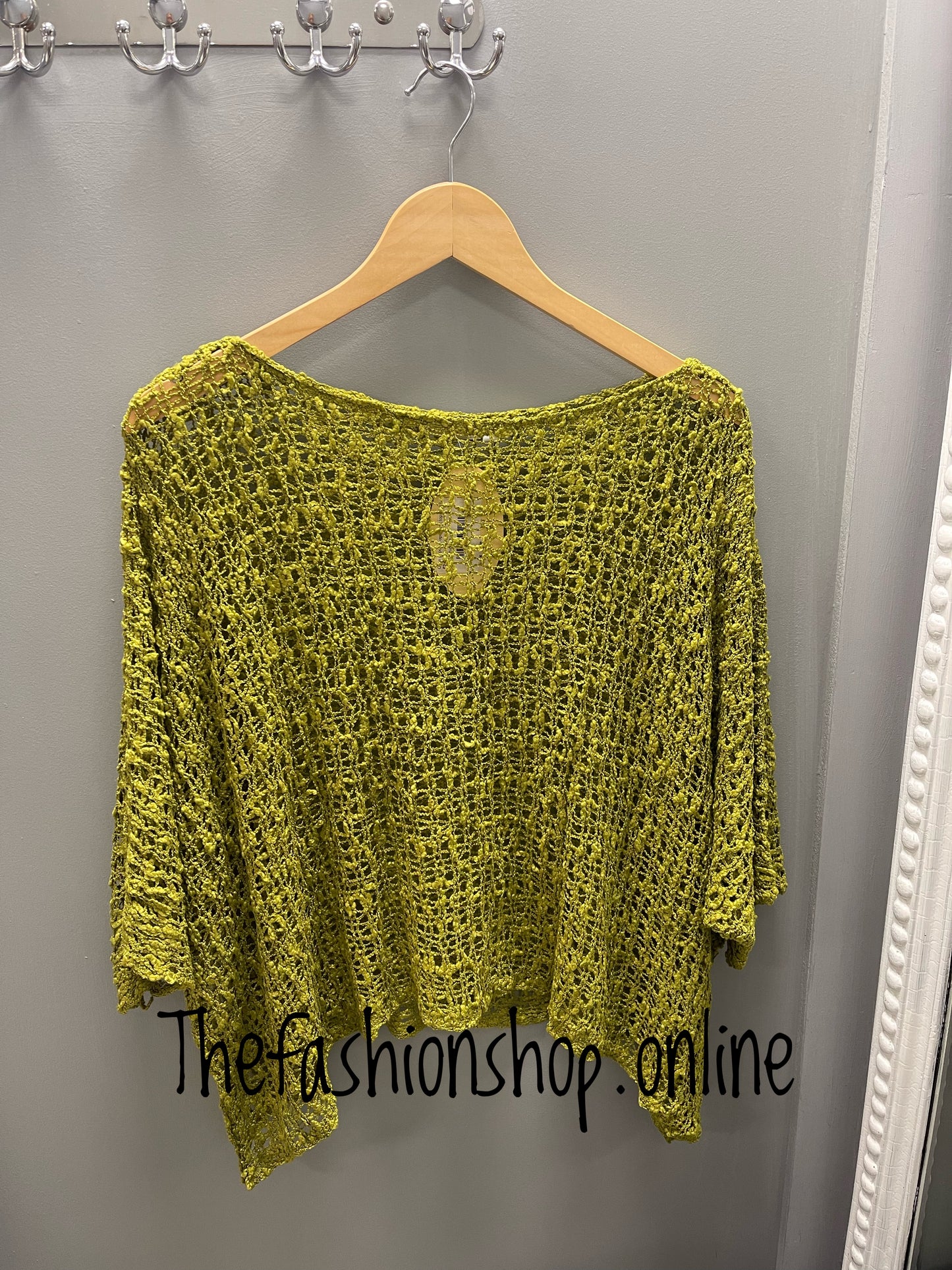 Olive popcorn open knit top 10-20