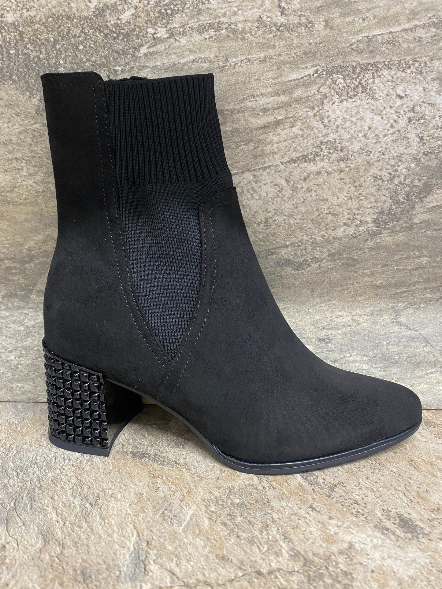 Marco Tozzi black contrast heel boot 4-9