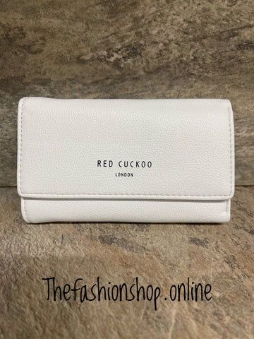 Red cuckoo white fold over purse