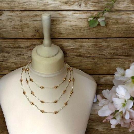 Multi-Strand Silver and Gold Necklace