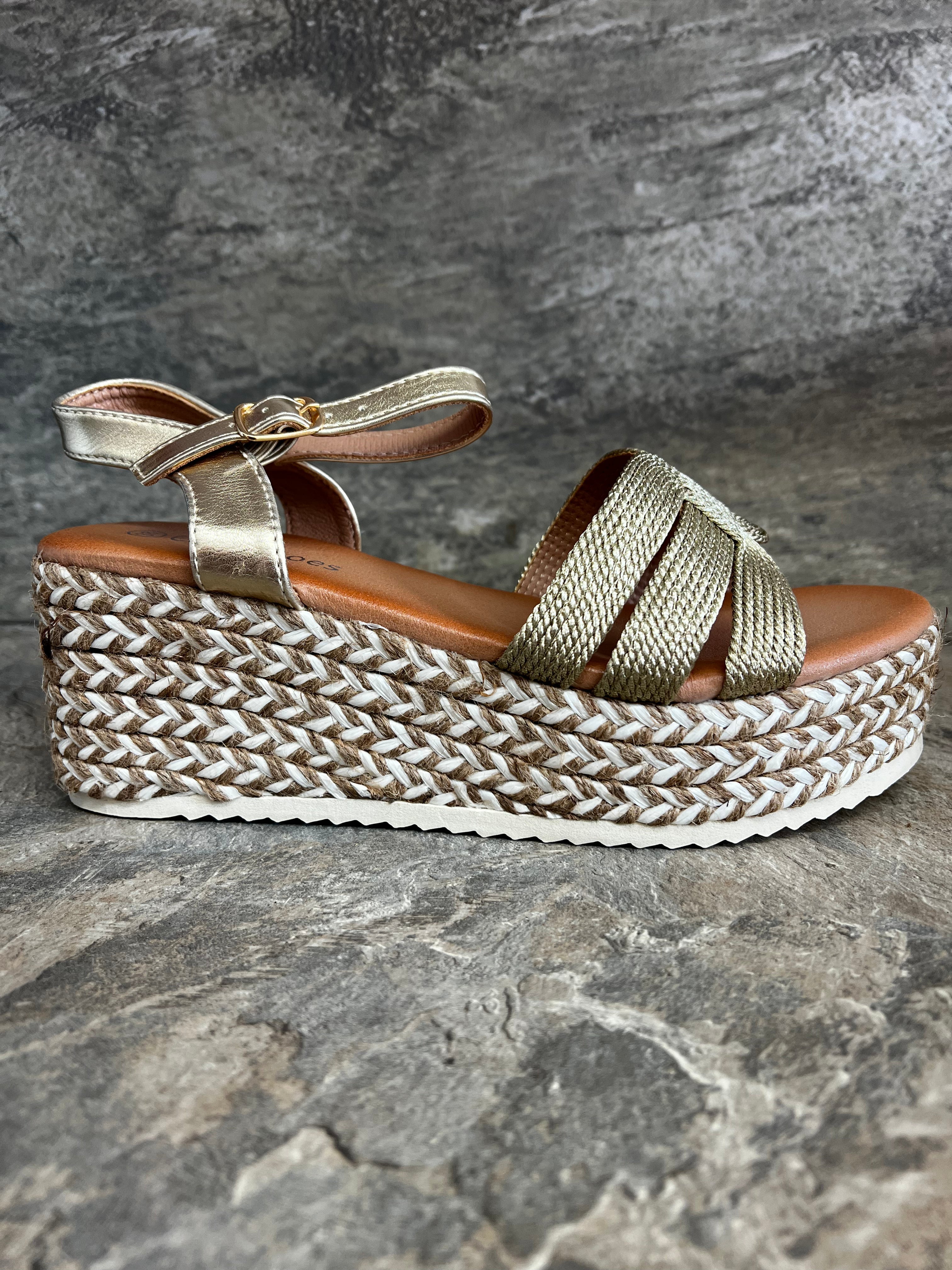 Gold on sale rope sandals