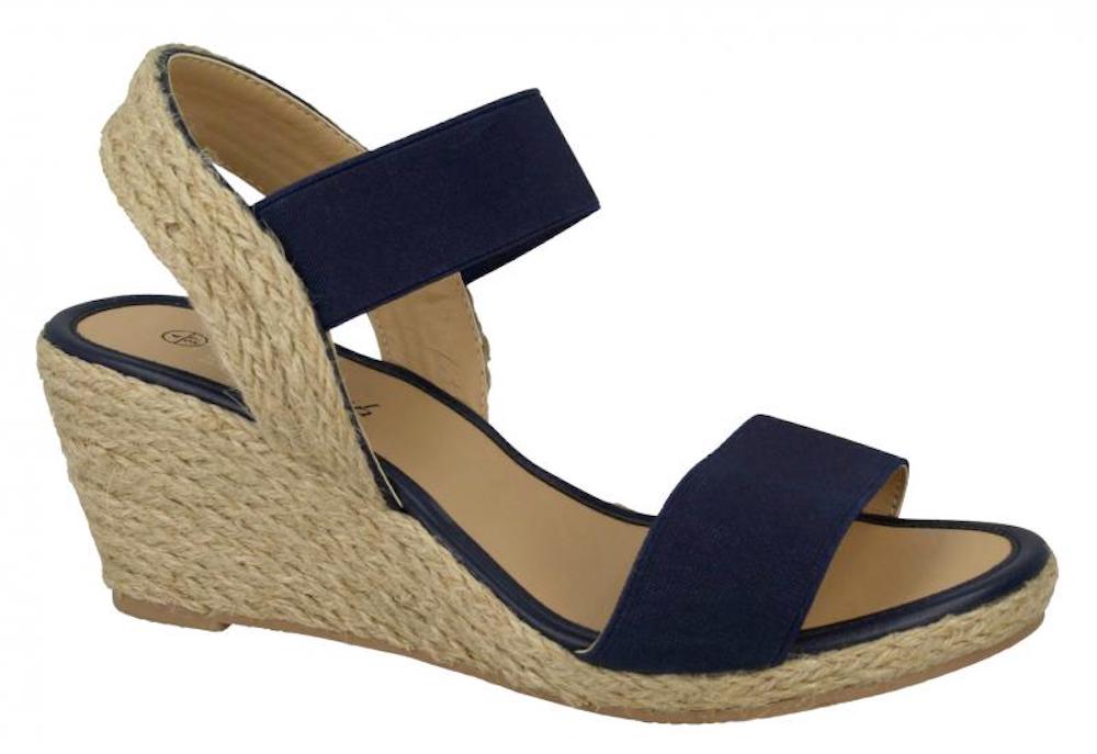 Navy wide fit double strap wedge